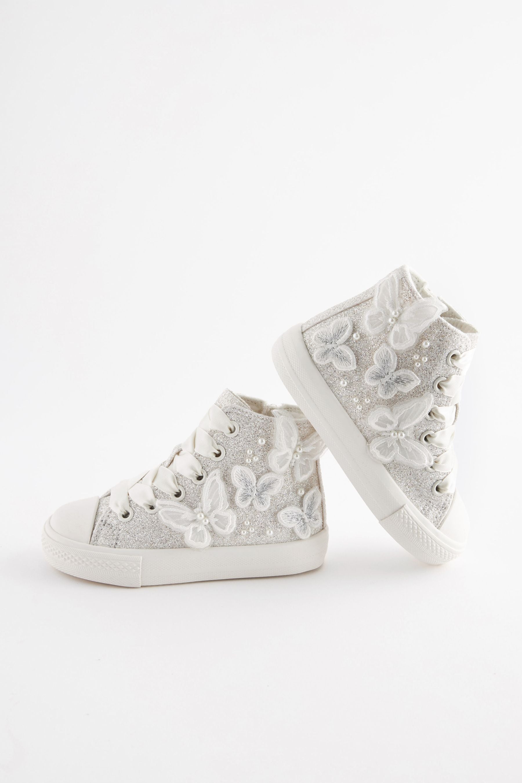 White Glitter Bridesmaid High Top Trainers