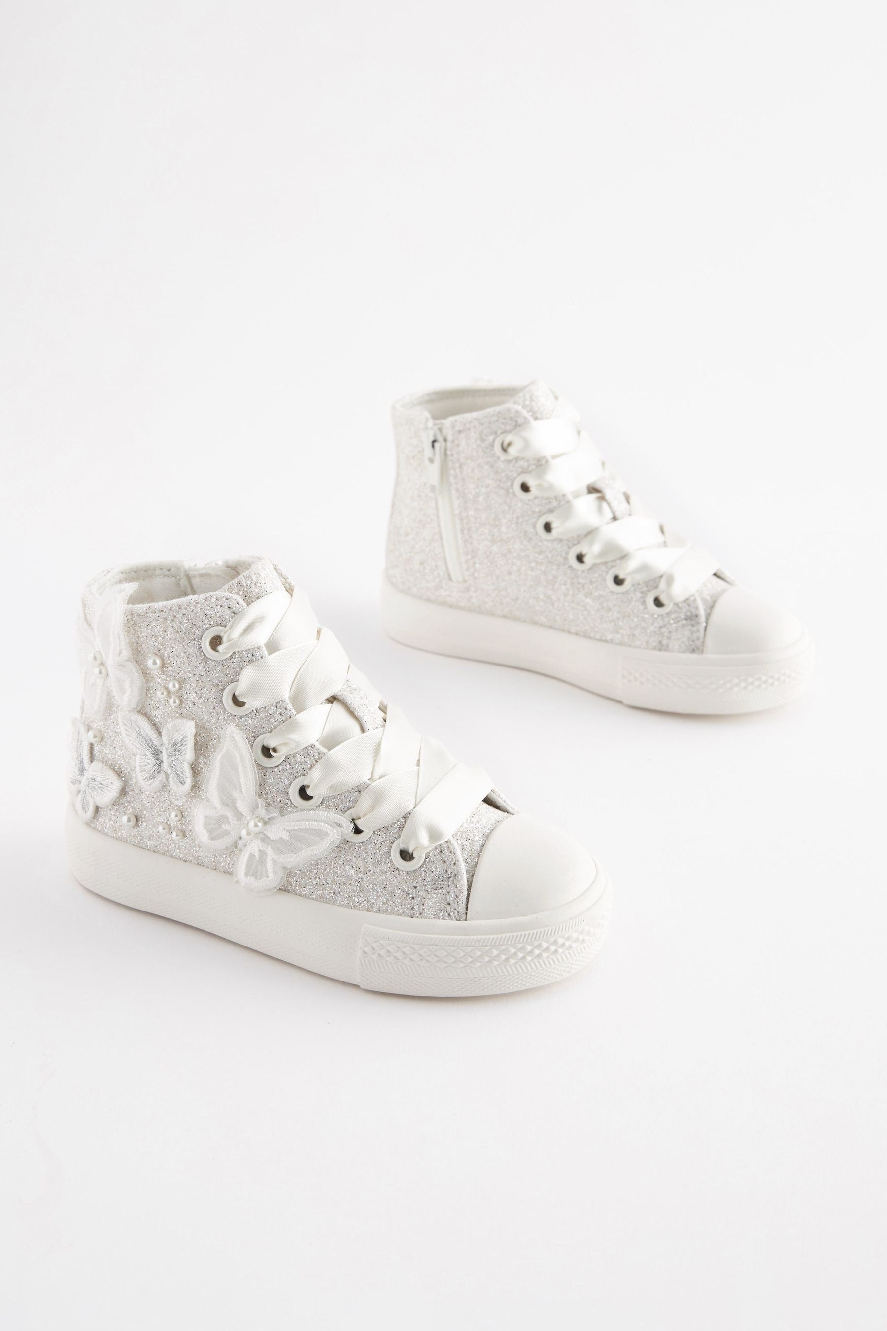 White Glitter Bridesmaid High Top Trainers