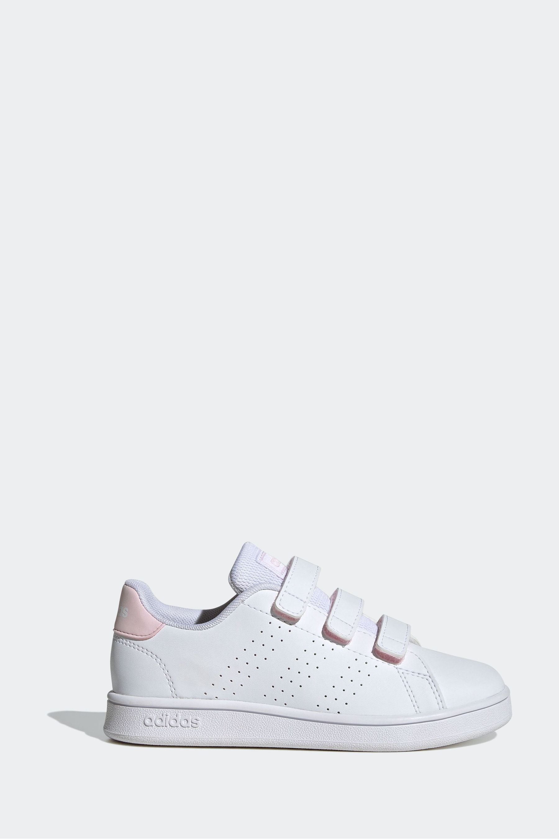 White/Pink adidas Sportswear Advantage Court Lifestyle Hook And Loop Trainers