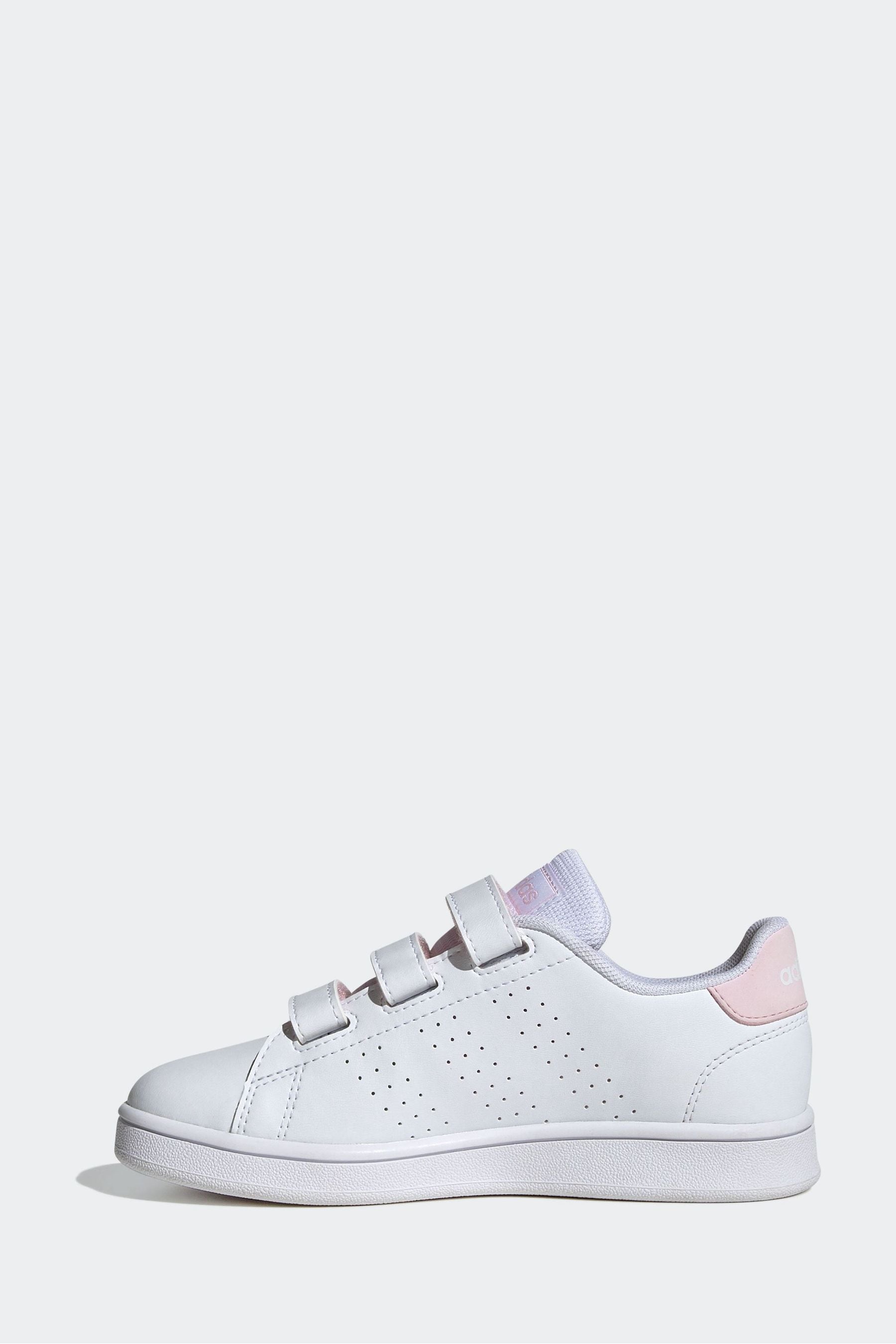 White/Pink adidas Sportswear Advantage Court Lifestyle Hook And Loop Trainers