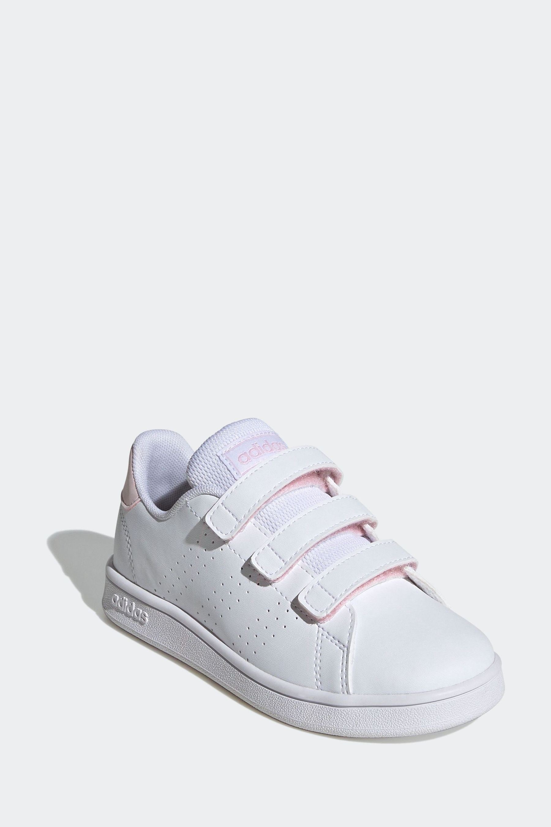 White/Pink adidas Sportswear Advantage Court Lifestyle Hook And Loop Trainers