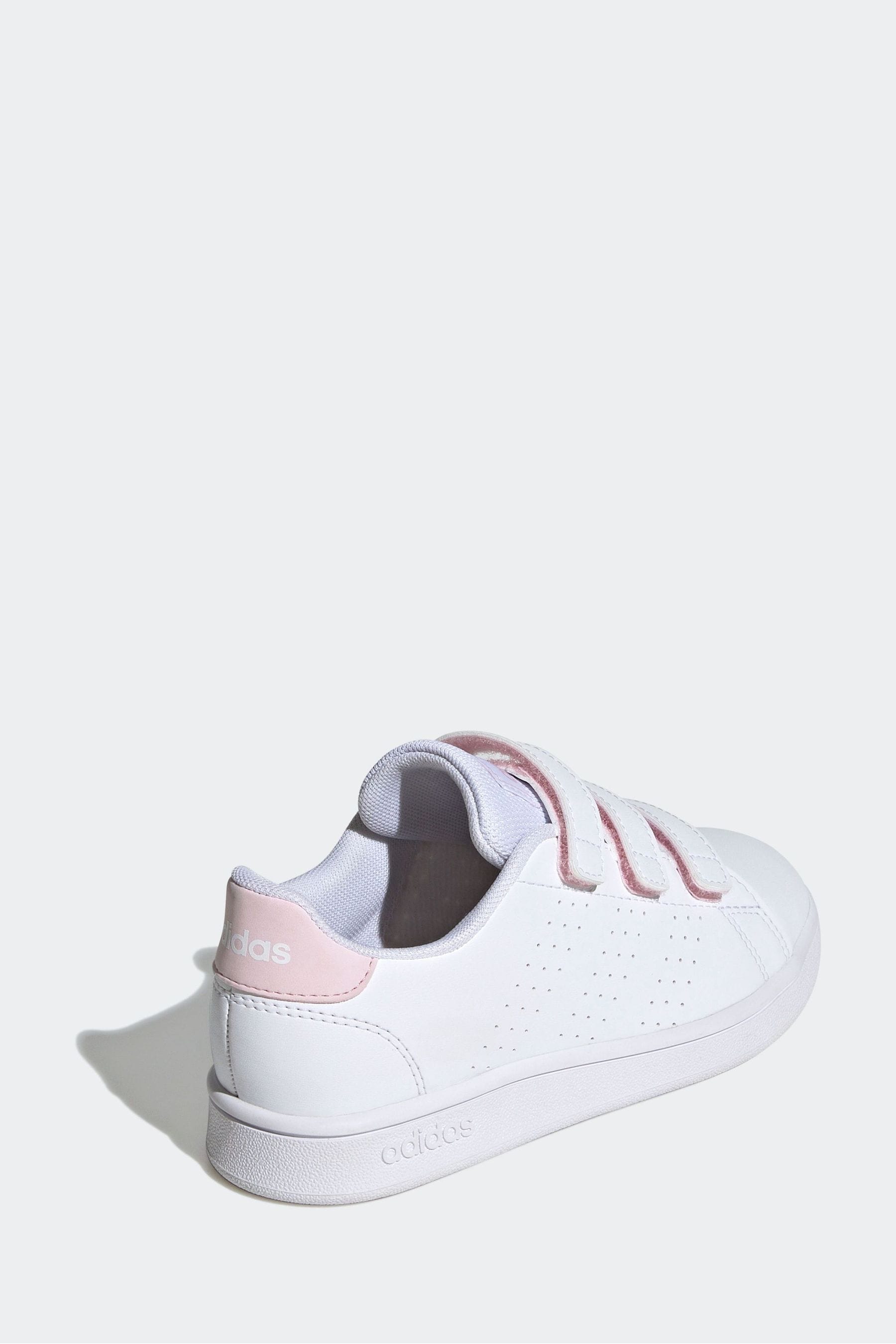 White/Pink adidas Sportswear Advantage Court Lifestyle Hook And Loop Trainers