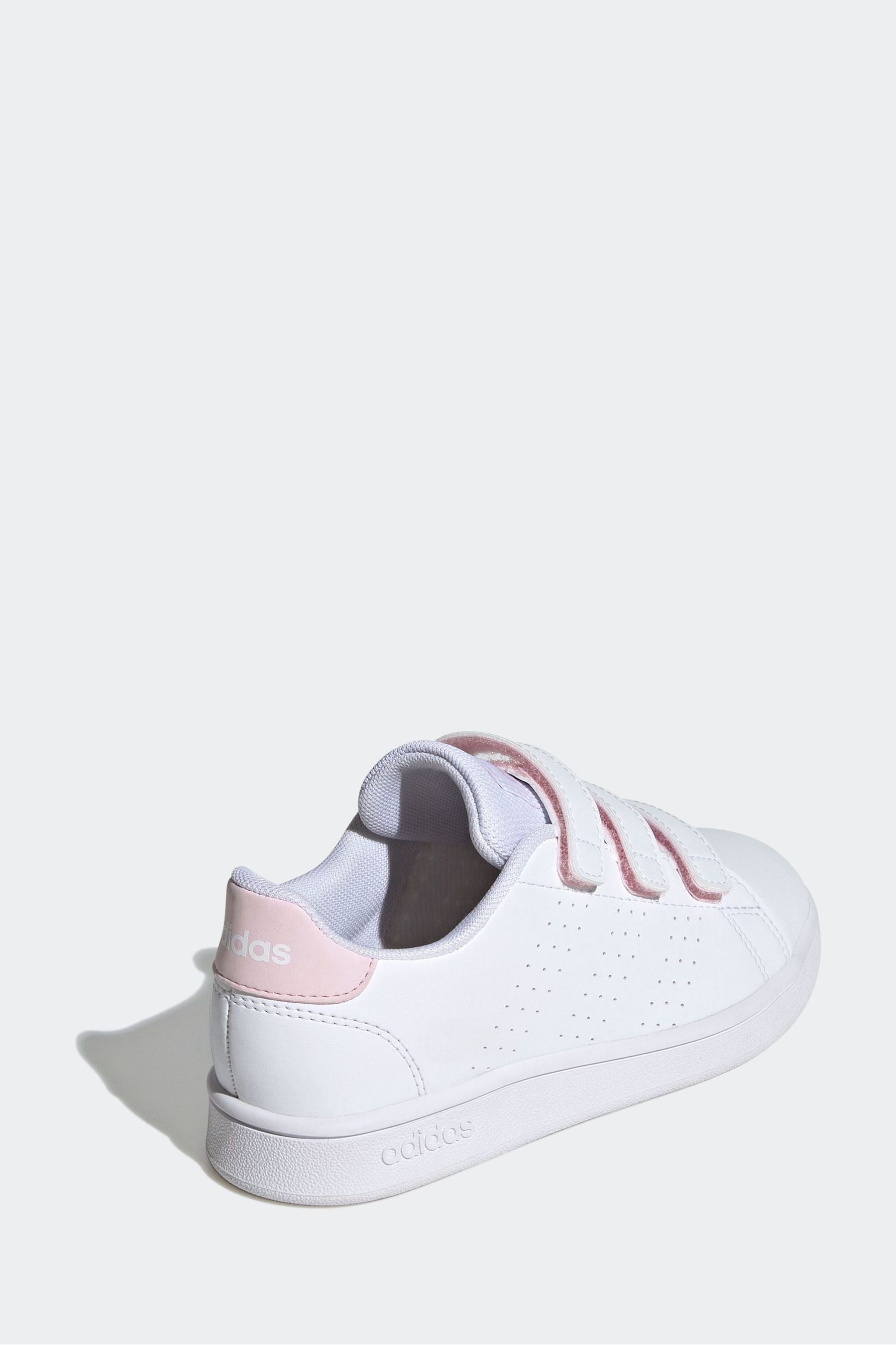 adidas White/Pink Sportswear Advantage Court Lifestyle Hook And Loop Trainers