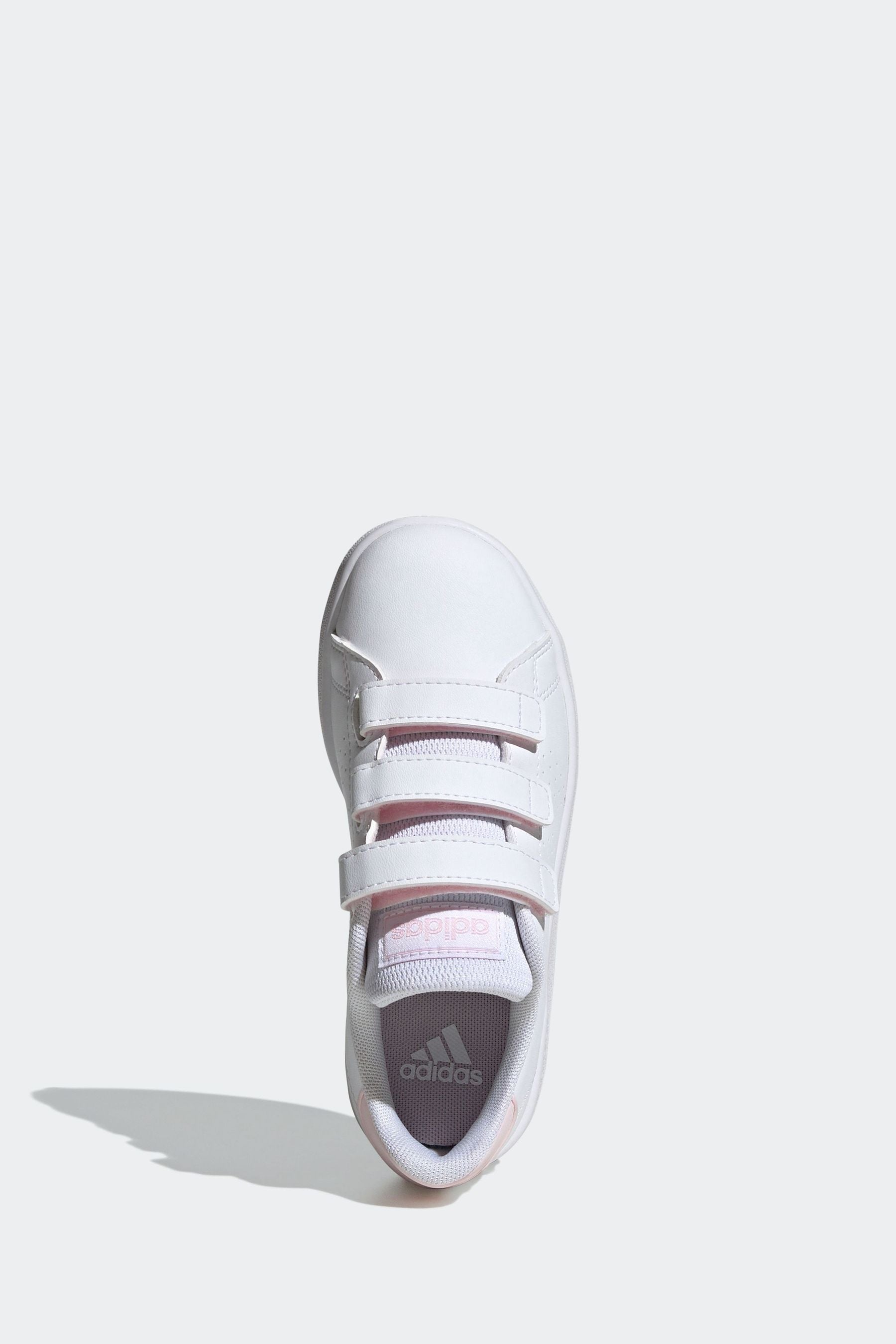 White/Pink adidas Sportswear Advantage Court Lifestyle Hook And Loop Trainers