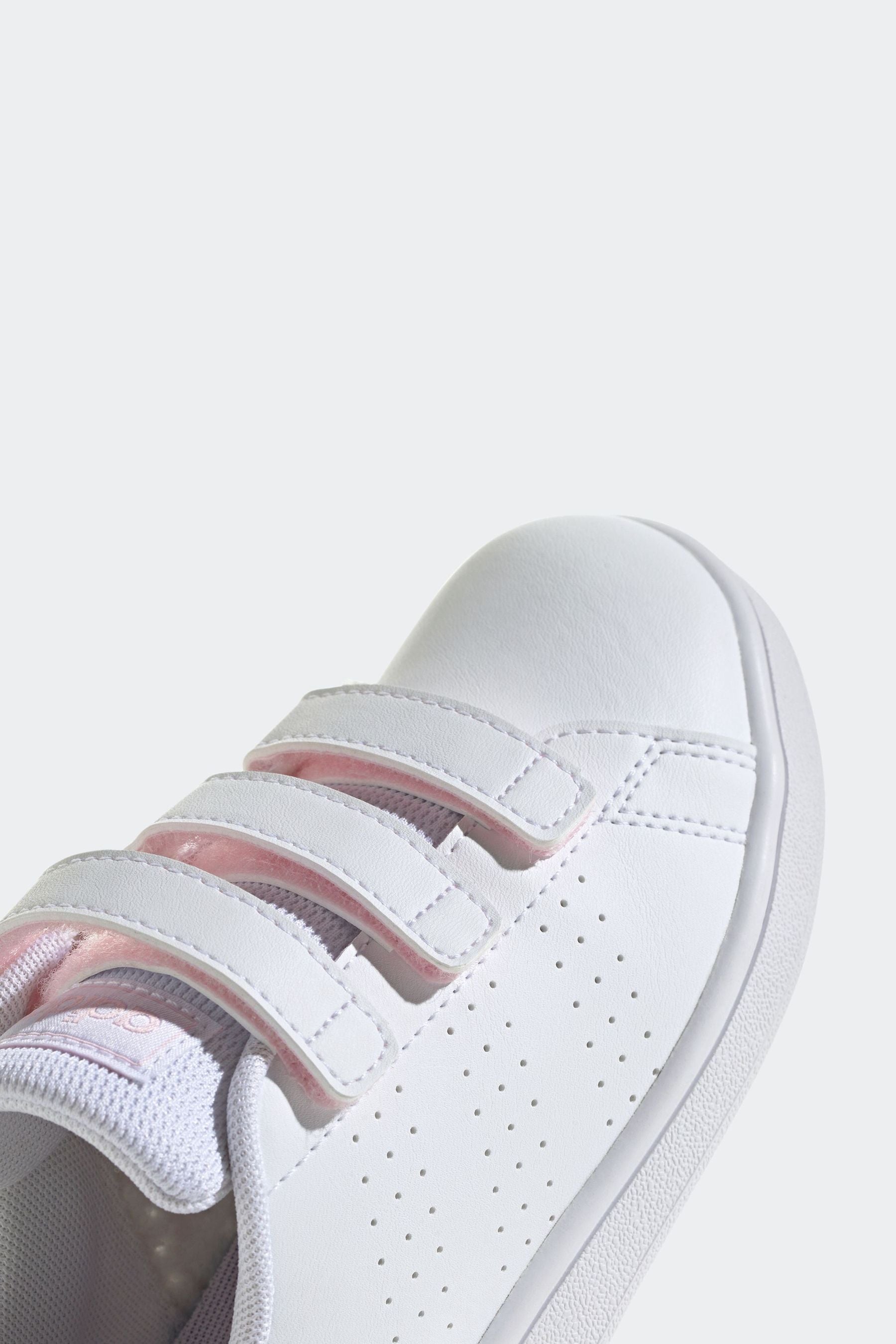 White/Pink adidas Sportswear Advantage Court Lifestyle Hook And Loop Trainers