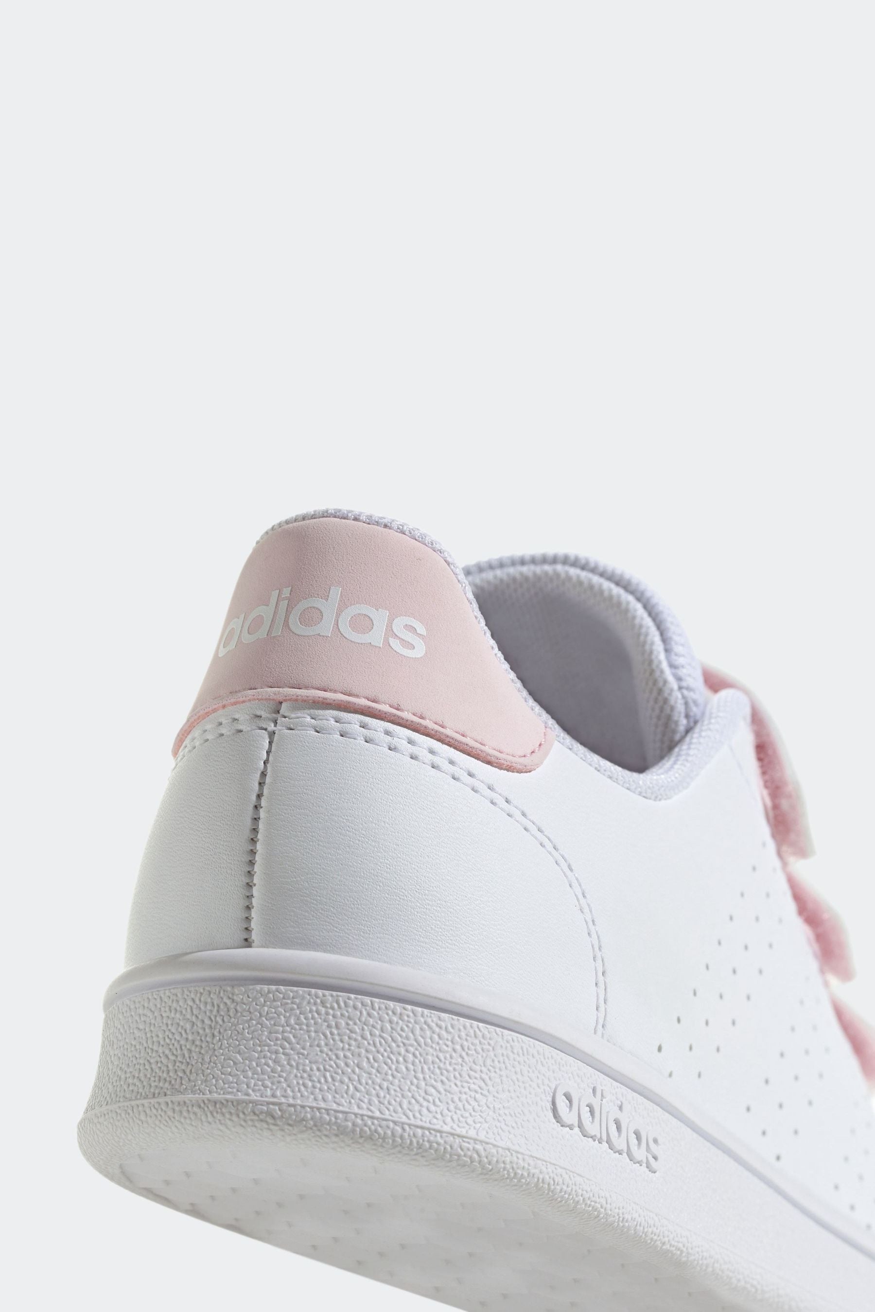 White/Pink adidas Sportswear Advantage Court Lifestyle Hook And Loop Trainers