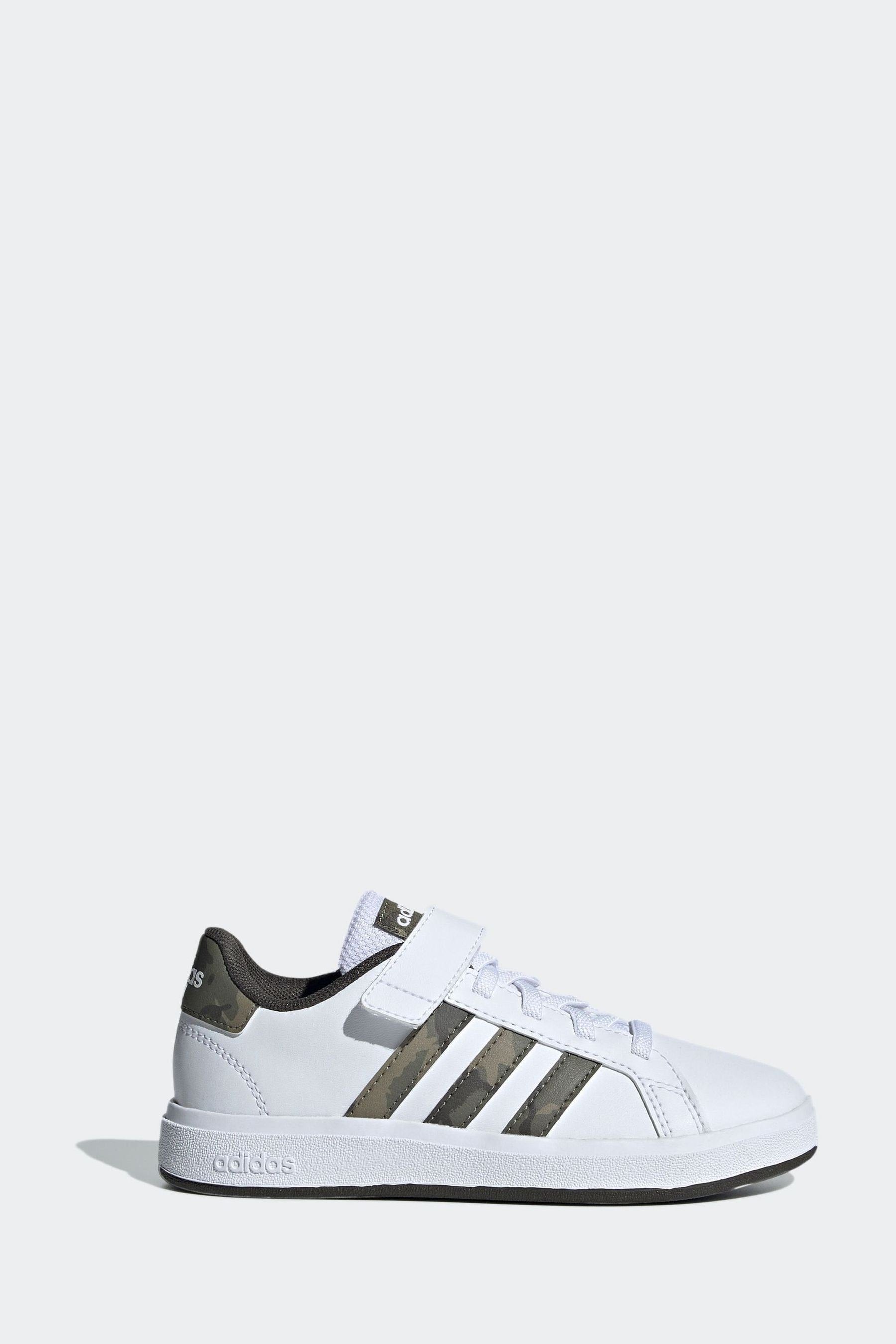 White/Camo adidas Sportswear Grand Court Elastic Lace And Top Strap Trainers