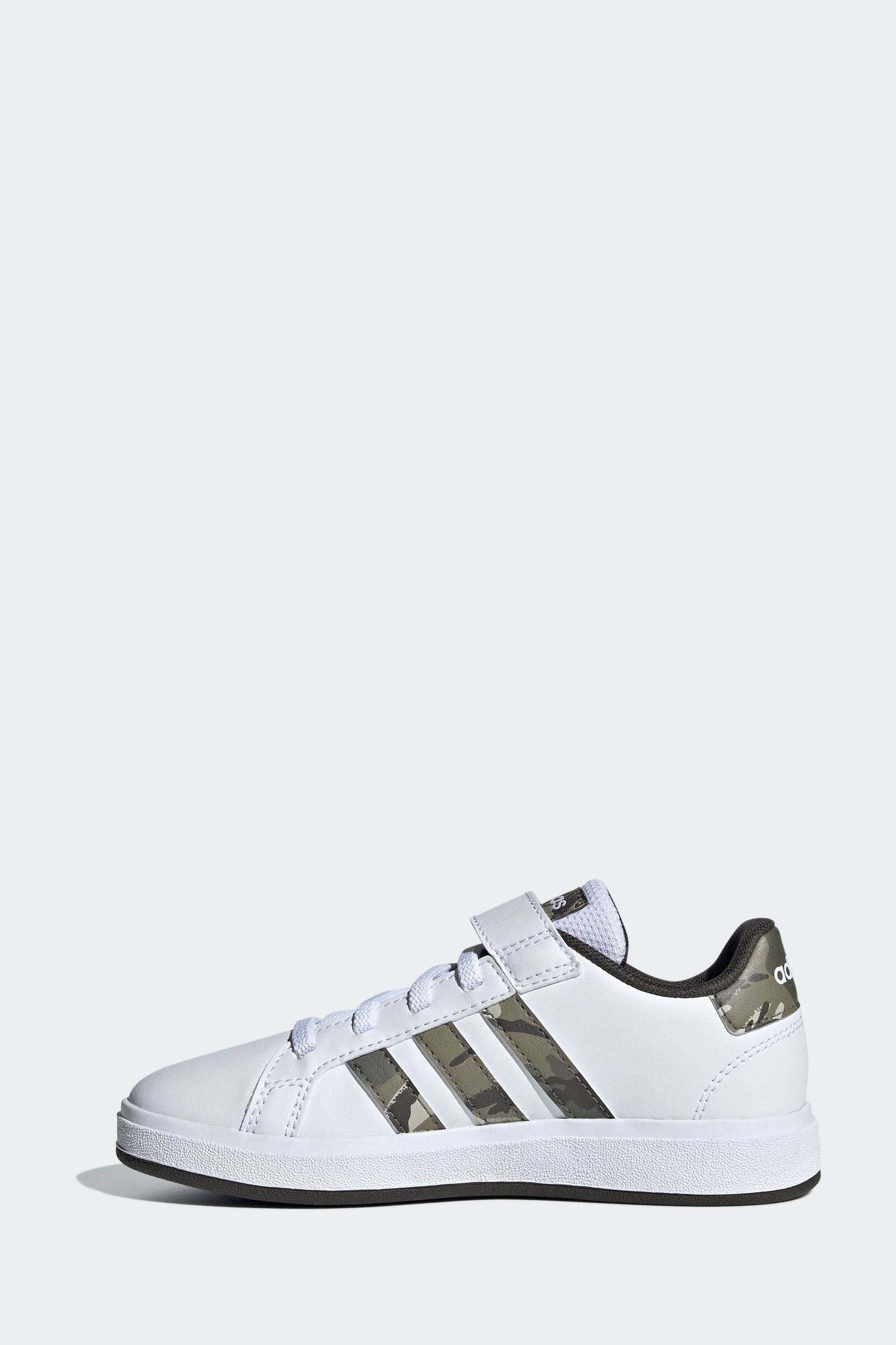 White/Camo adidas Sportswear Grand Court Elastic Lace And Top Strap Trainers