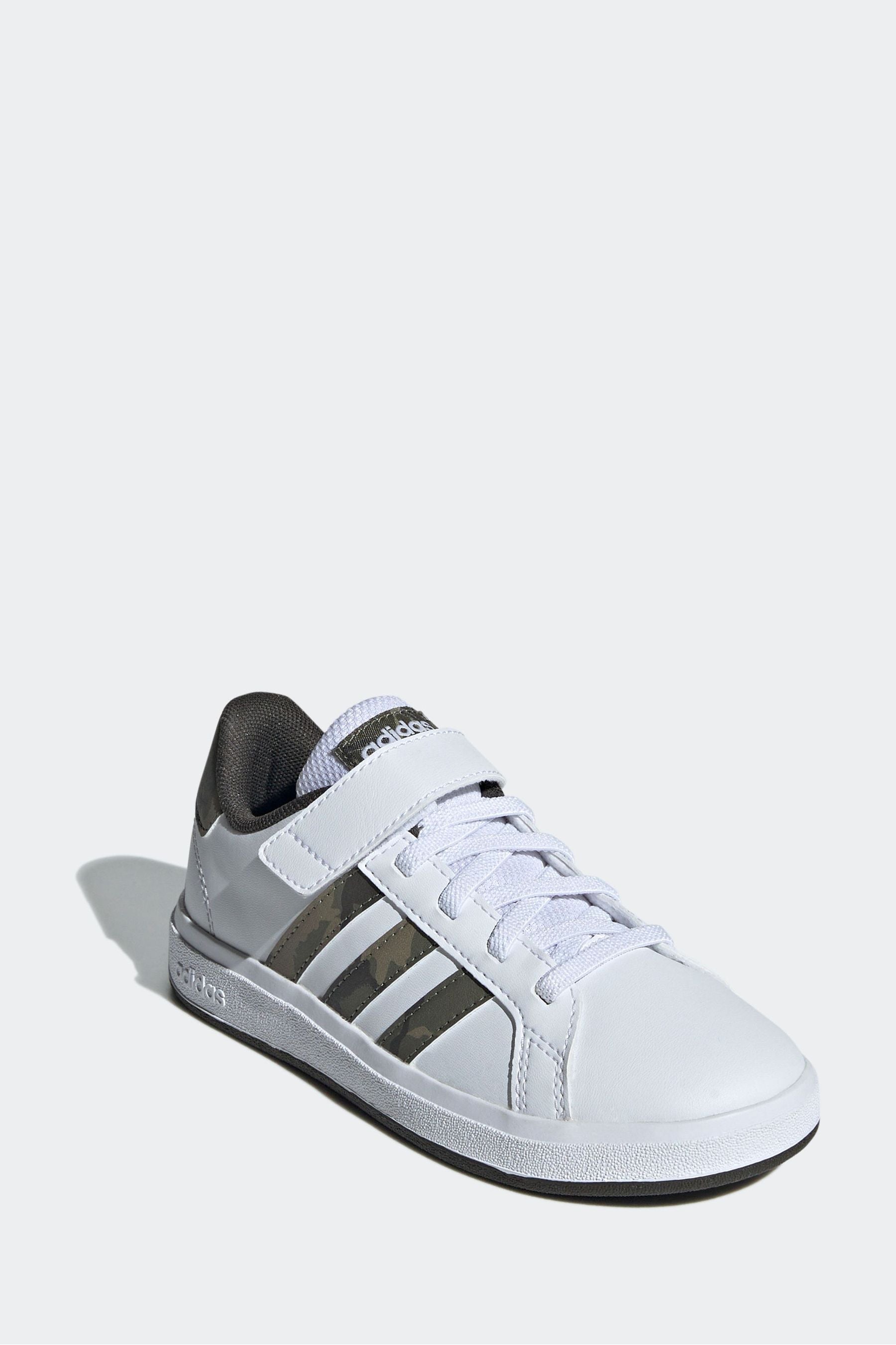 White/Camo adidas Sportswear Grand Court Elastic Lace And Top Strap Trainers