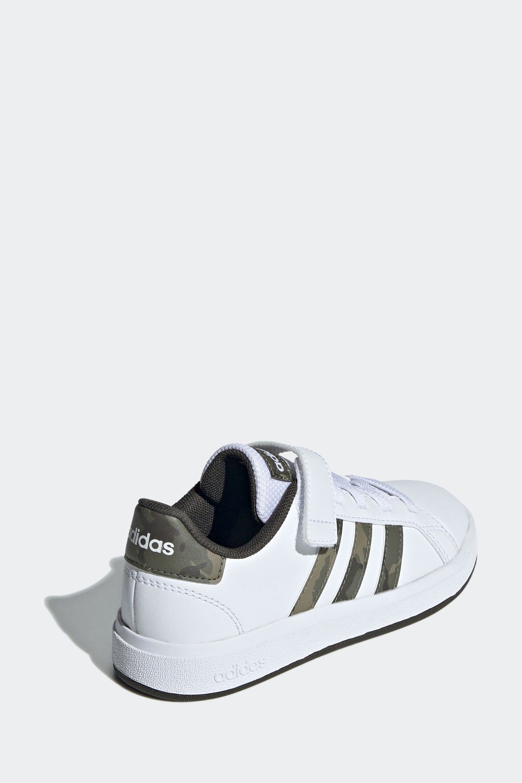 White/Camo adidas Sportswear Grand Court Elastic Lace And Top Strap Trainers