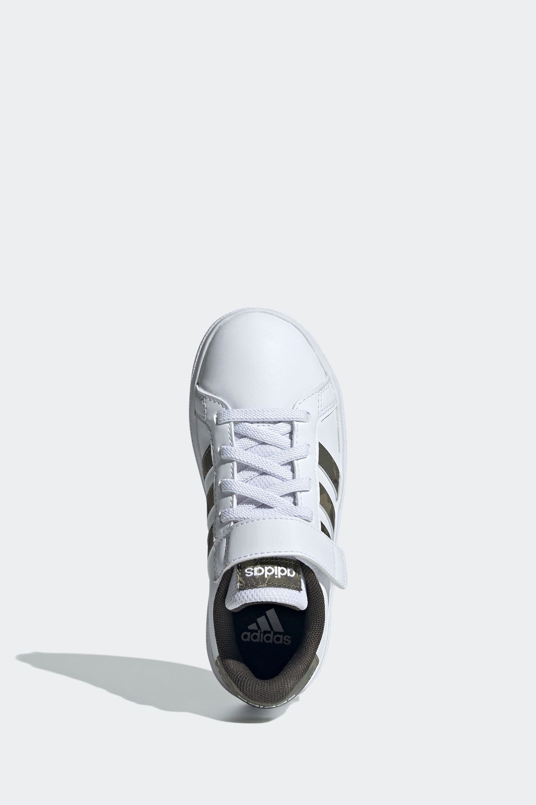 White/Camo adidas Sportswear Grand Court Elastic Lace And Top Strap Trainers