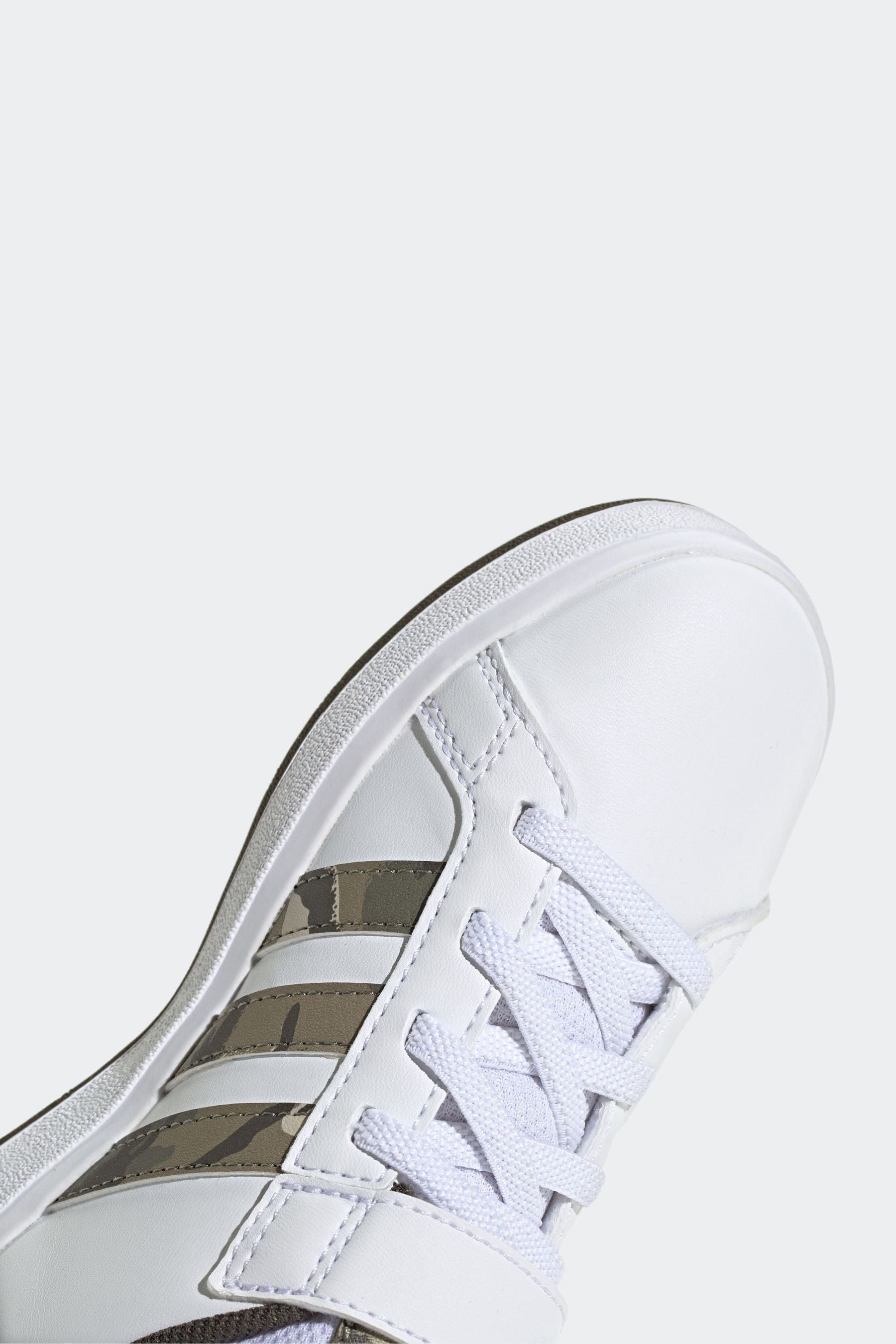 White/Camo adidas Sportswear Grand Court Elastic Lace And Top Strap Trainers