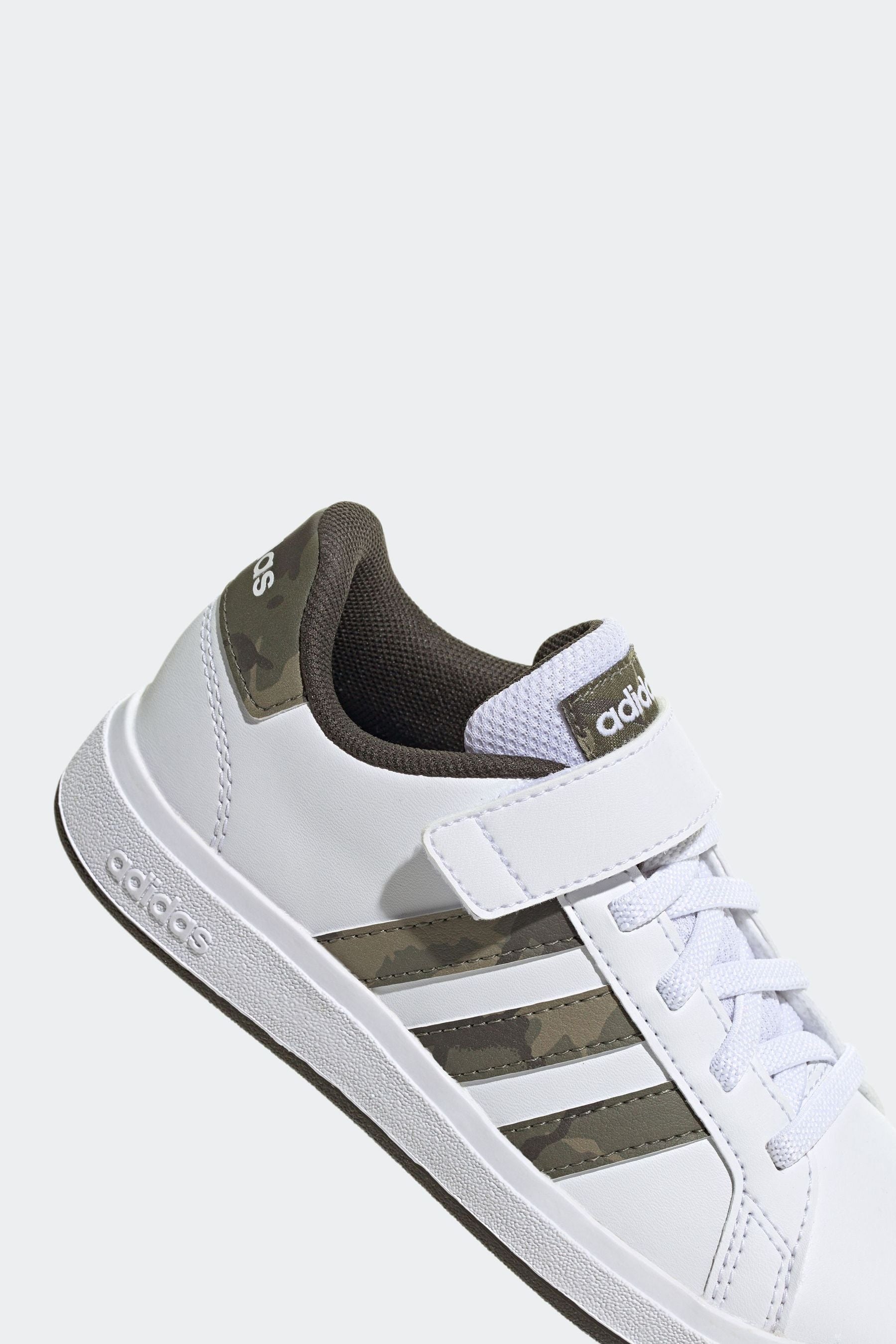 White/Camo adidas Sportswear Grand Court Elastic Lace And Top Strap Trainers