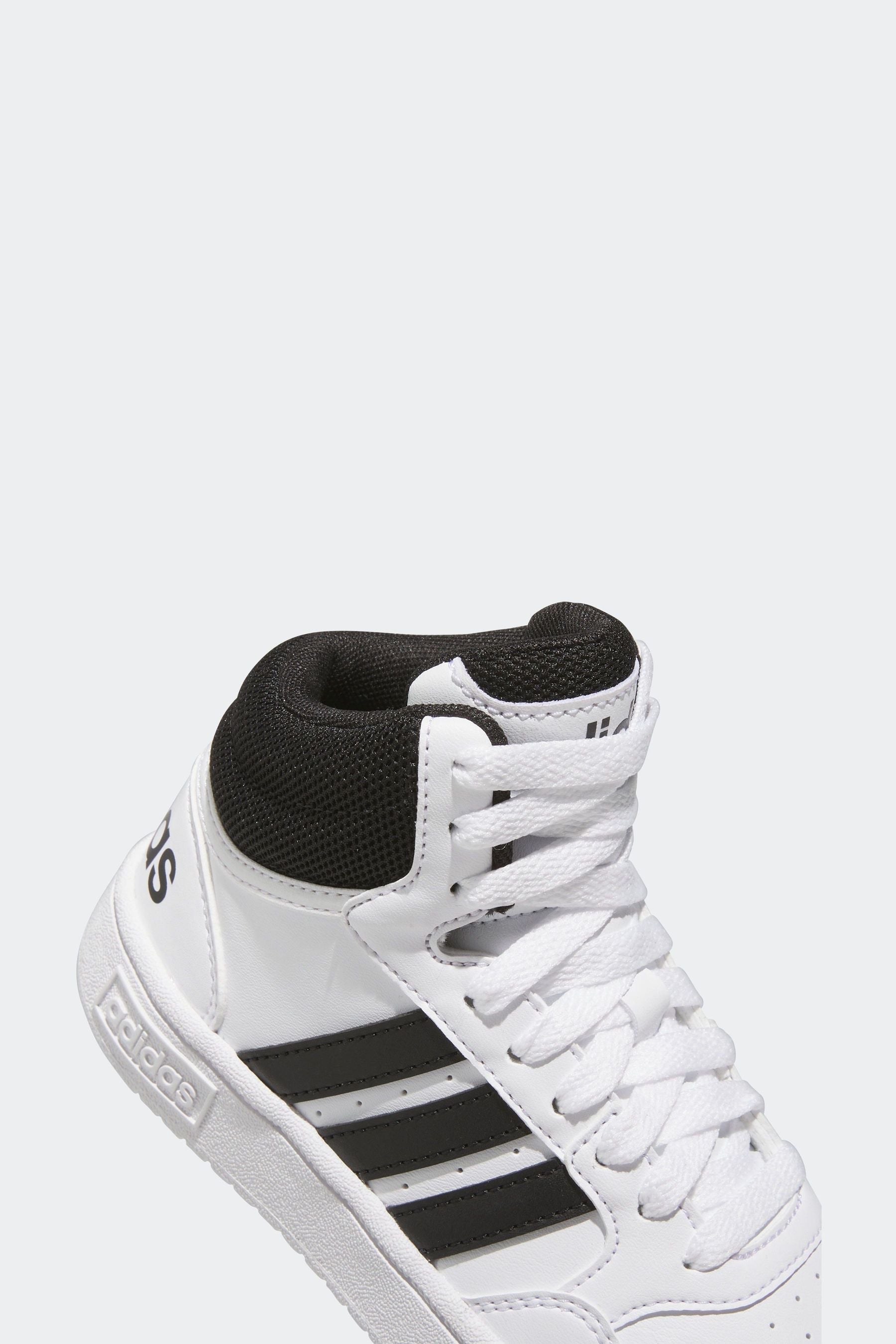 White/black adidas Hoops Mid Shoes