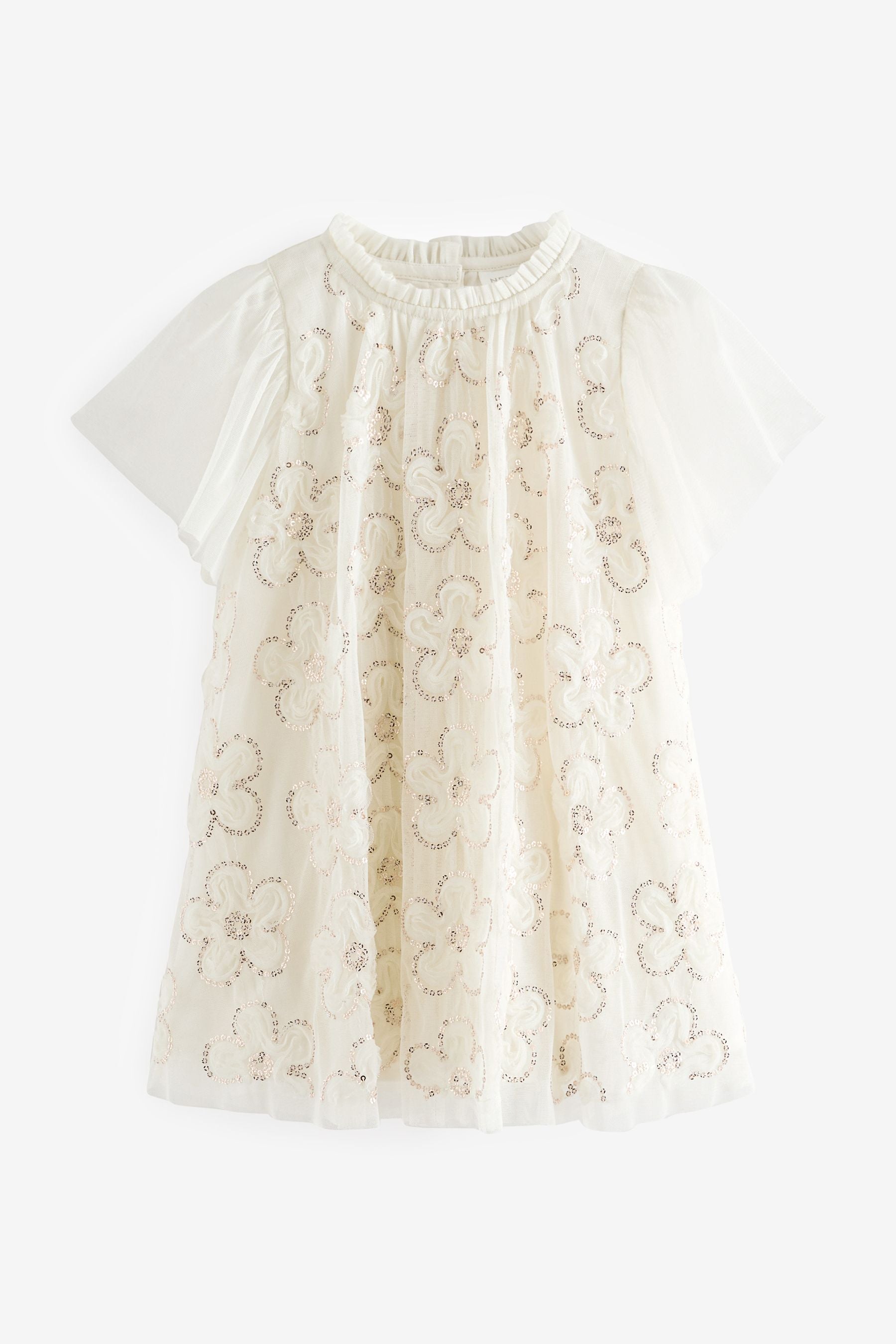 Cream Mesh Flower Dress (3mths-7yrs)