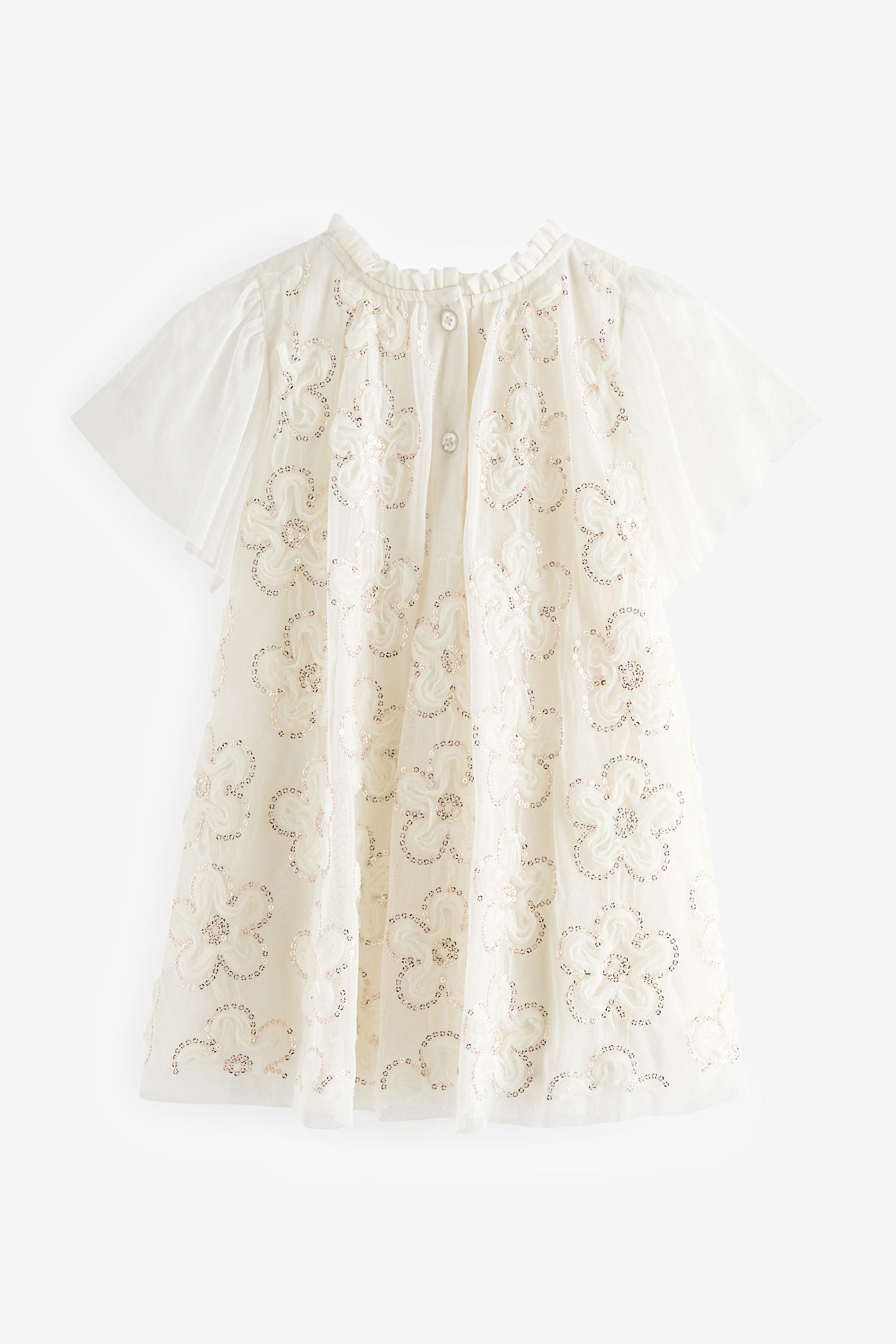 Cream Mesh Flower Dress (3mths-7yrs)