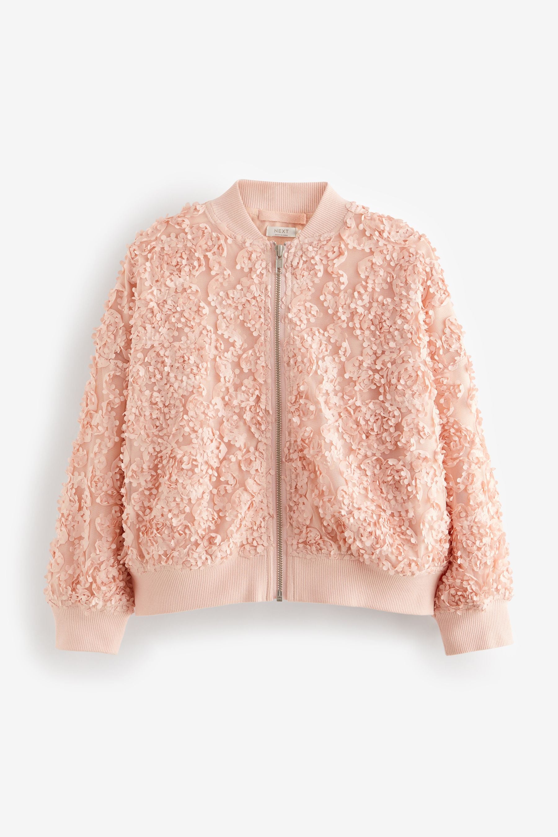 Pink 3D Floral Bomber Jacket (3-16yrs)