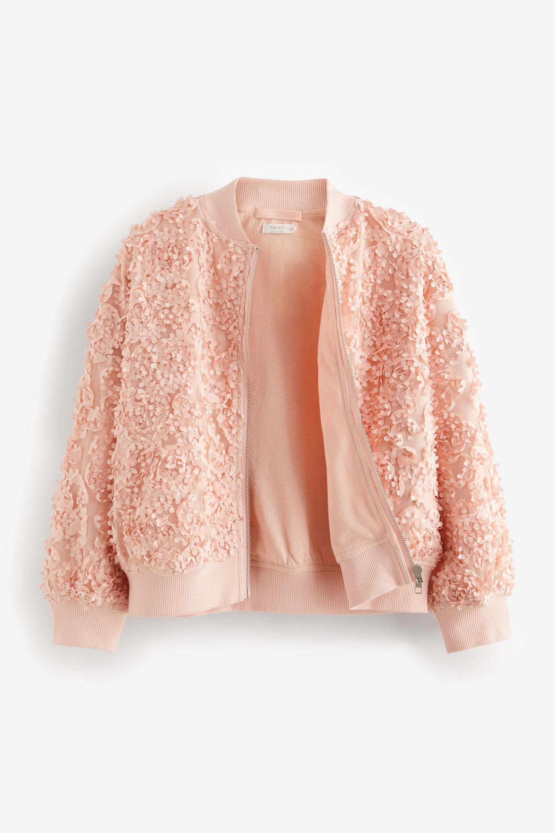 Pink 3D Floral Bomber Jacket (3-16yrs)