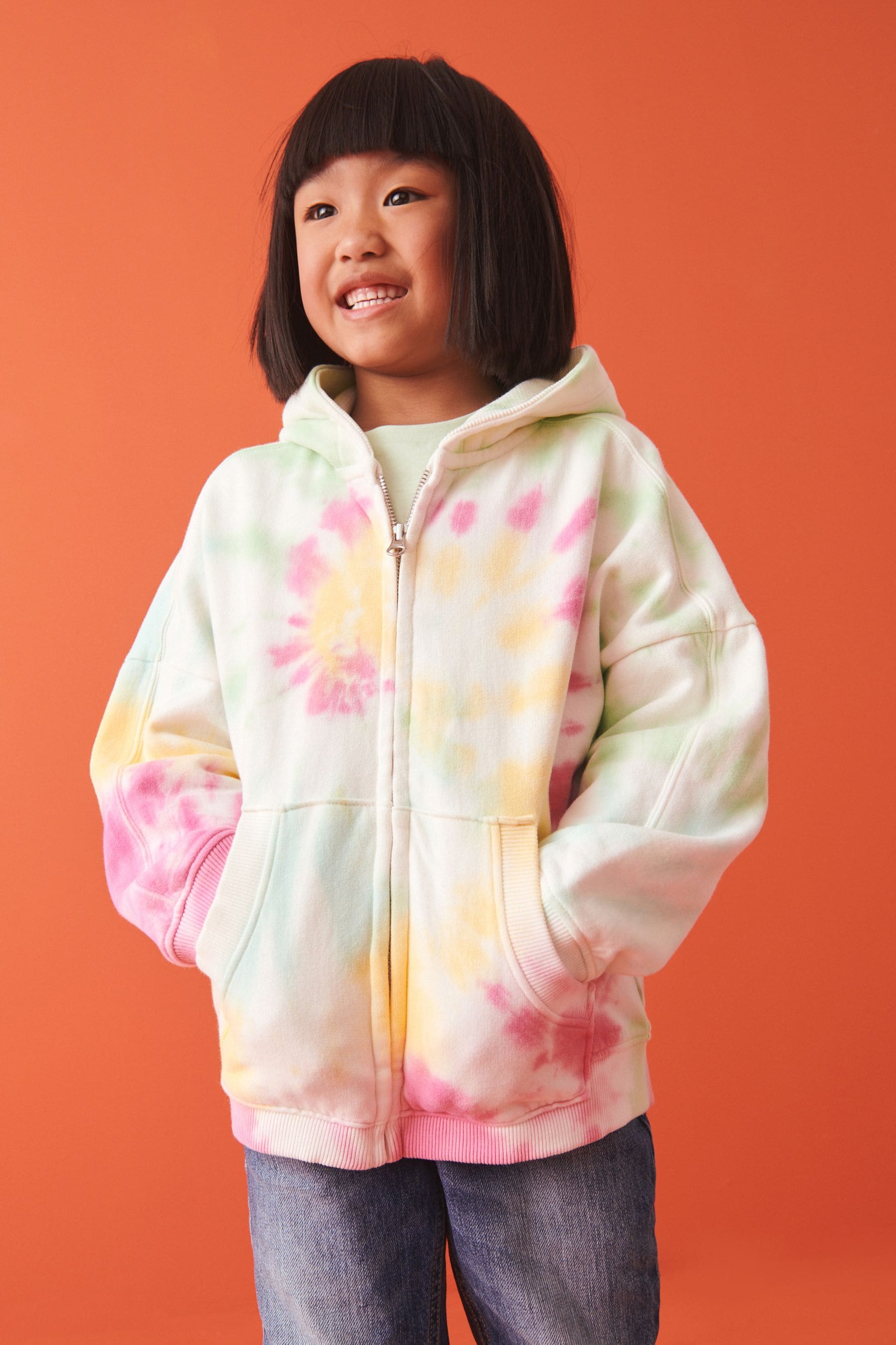 Multi Swirl Tie Dye Zip Through Hoodie (3-16yrs)