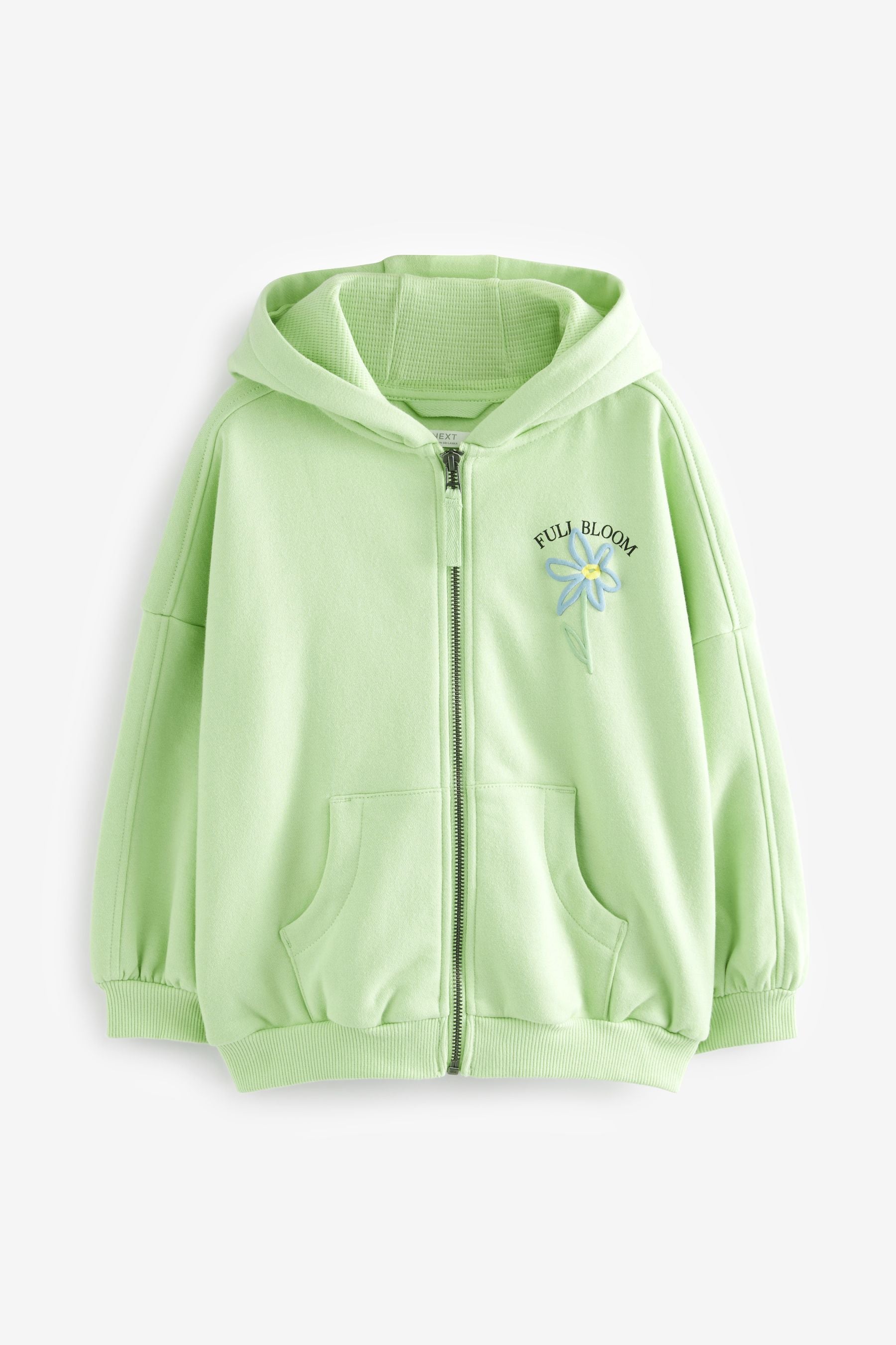 Lime Green Floral Printed Zip Through Hoodie (3-16yrs)