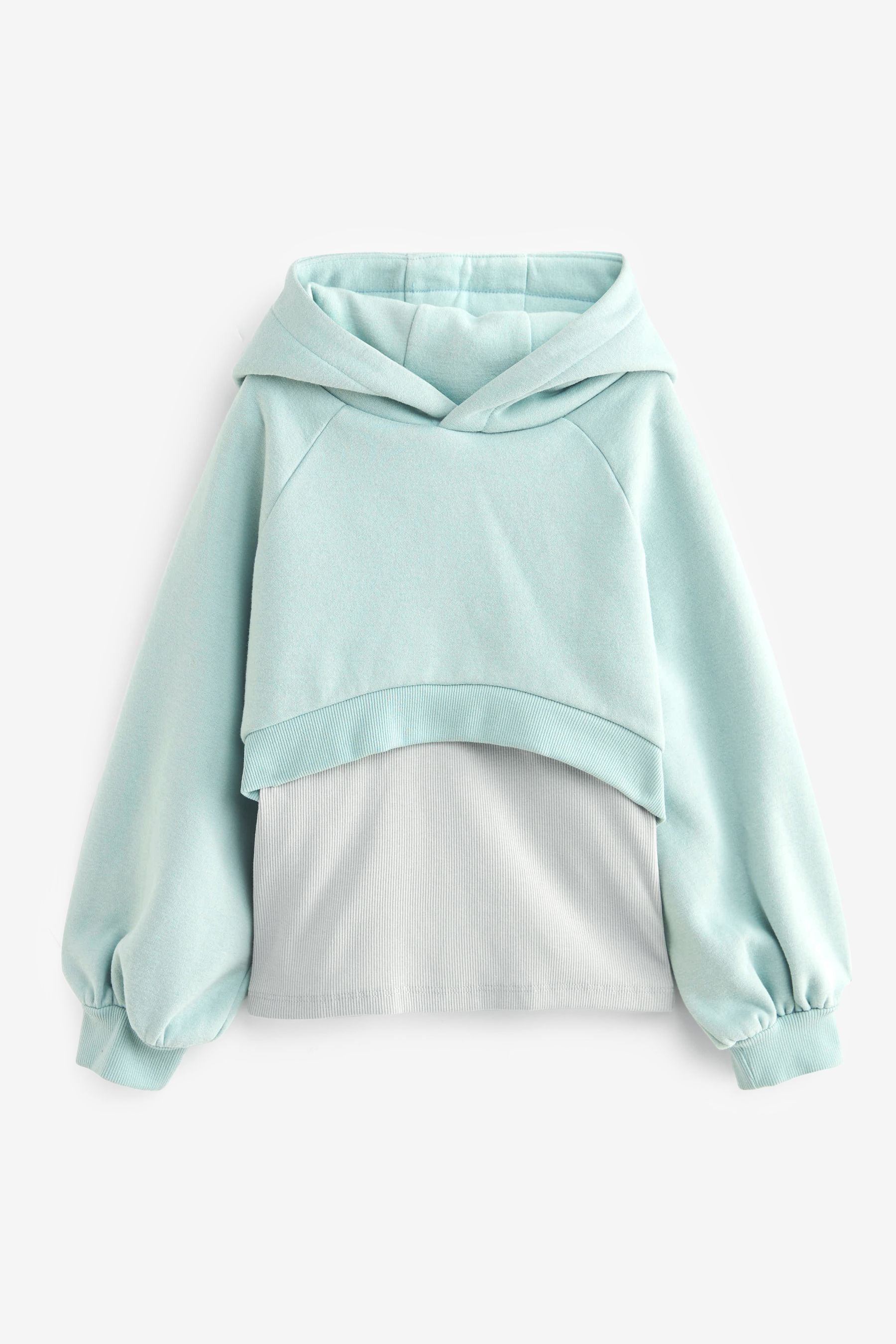 Blue Layered Cropped Hoodie (3-16yrs)