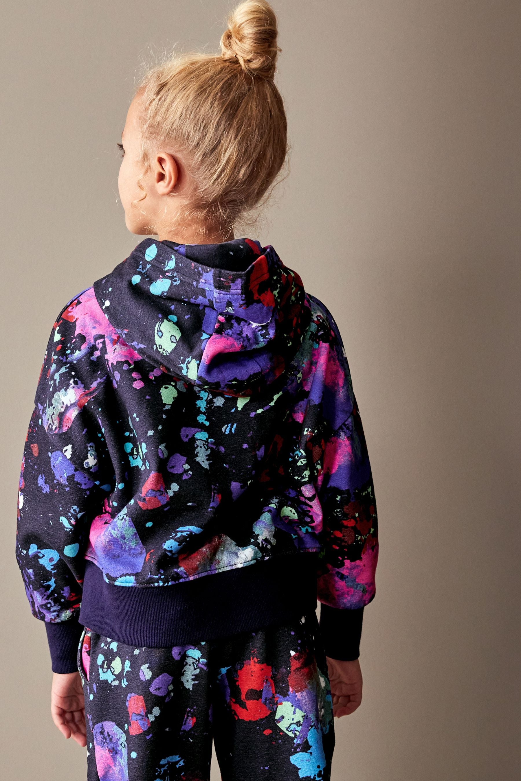 Black Grafiti Splat Hoodie Oversized 90s Hoodie (3-16yrs)