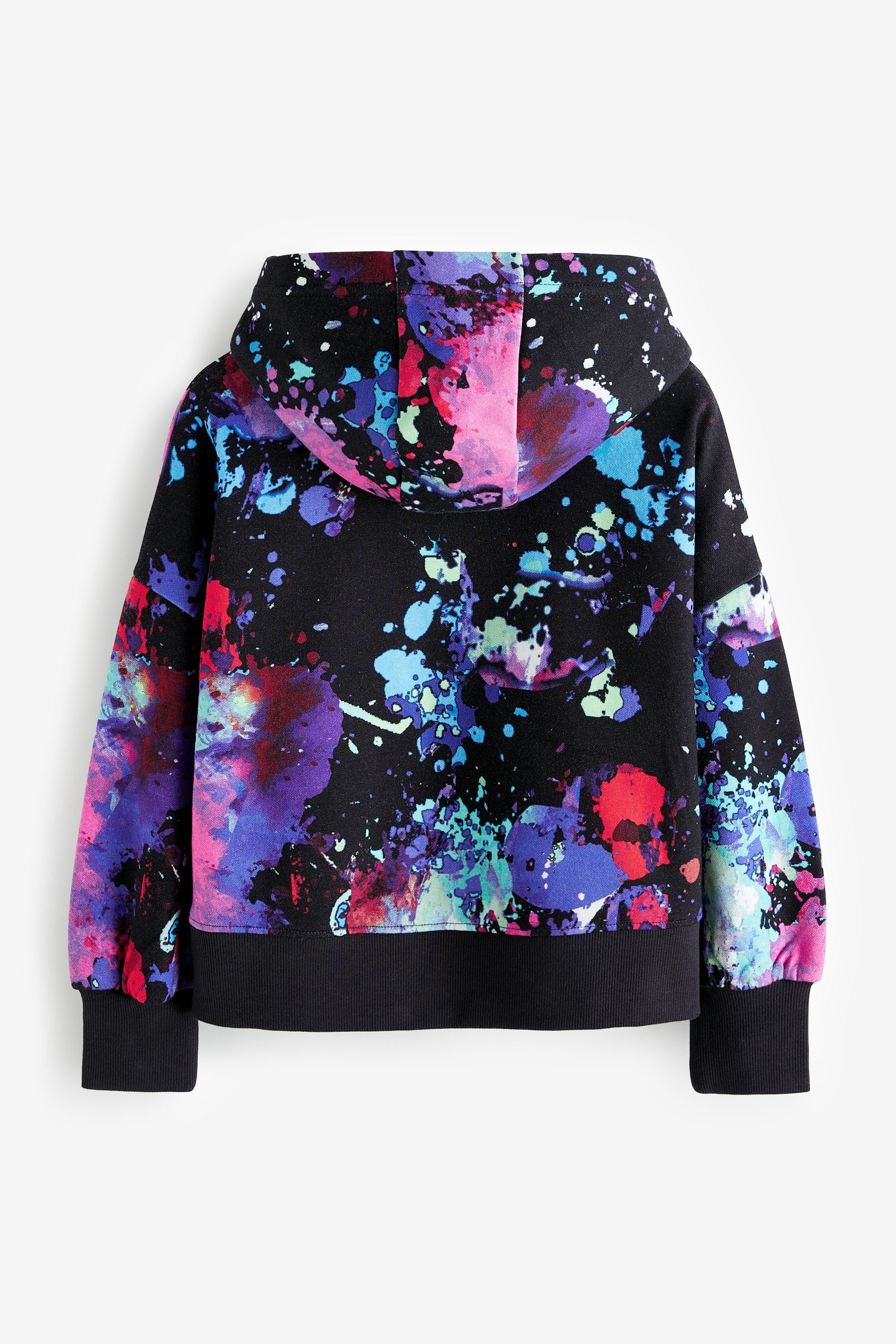 Black Grafiti Splat Hoodie Oversized 90s Hoodie (3-16yrs)