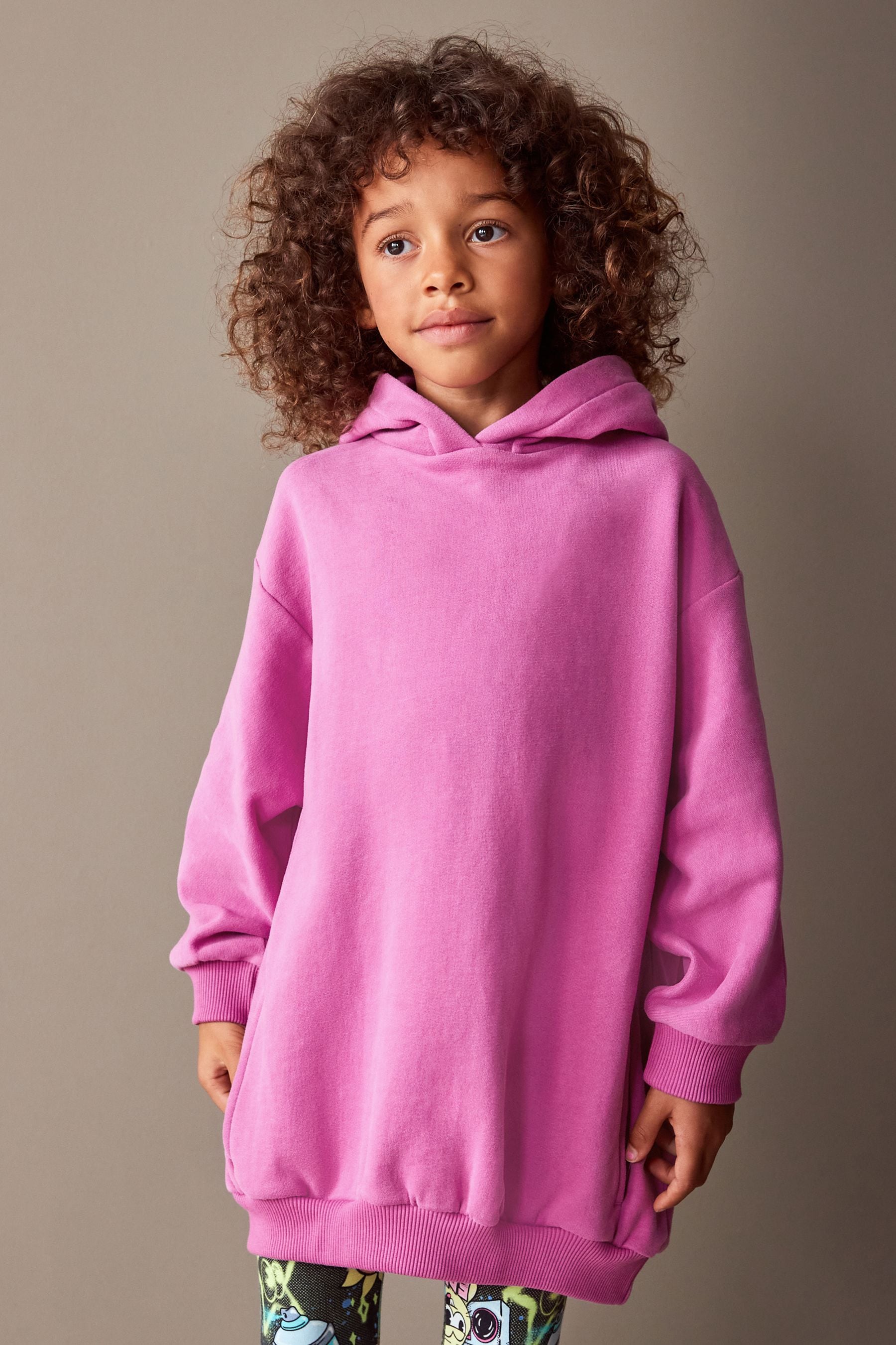 Bright Pink Longline Hoodie (3-16yrs)