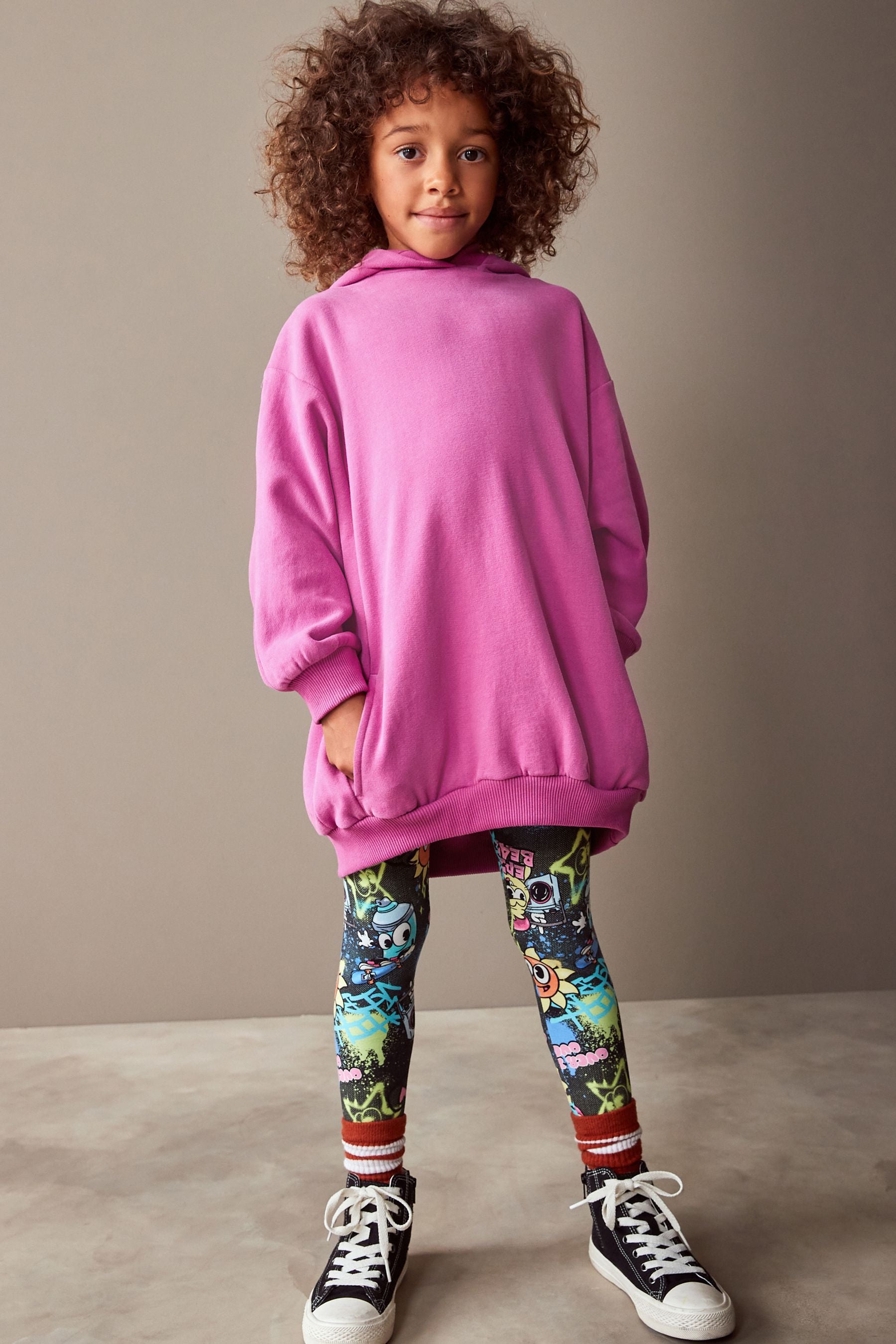 Bright Pink Longline Hoodie (3-16yrs)