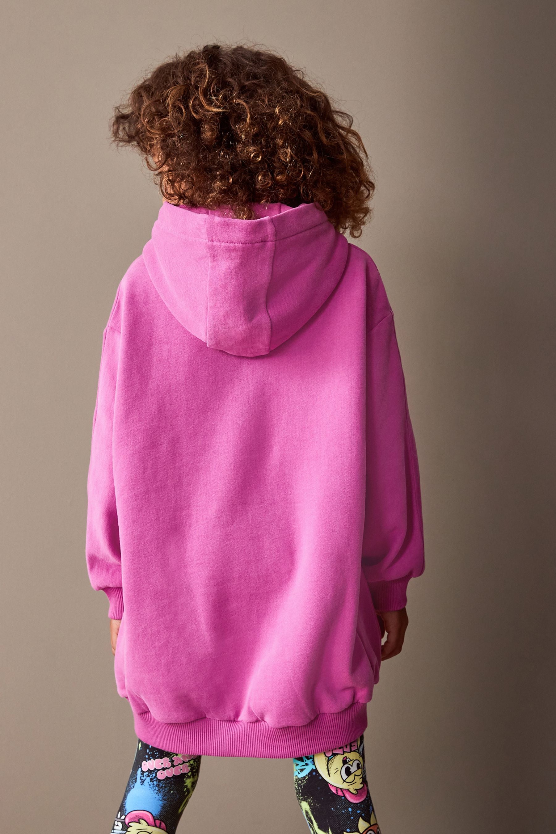 Bright Pink Longline Hoodie (3-16yrs)