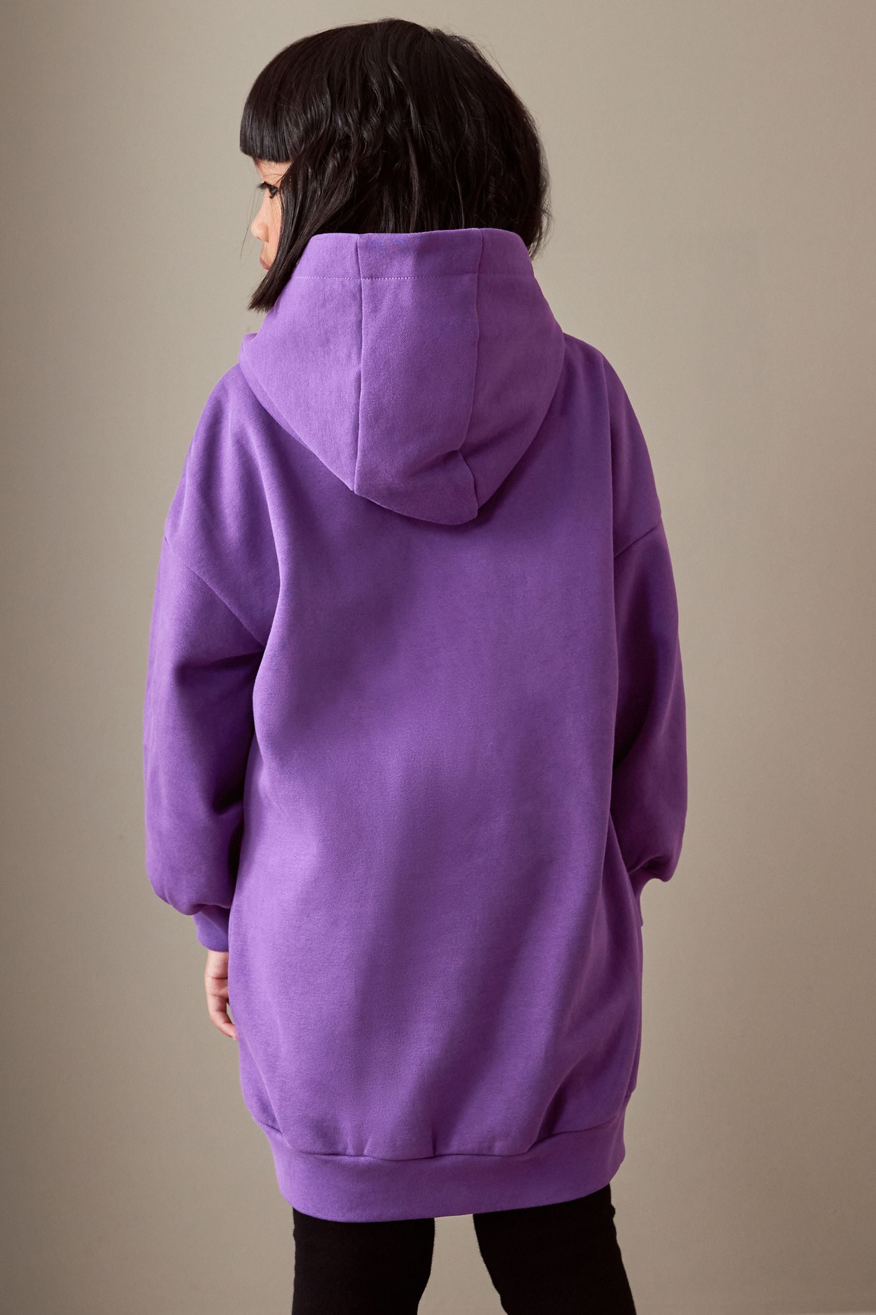 Purple Band Printed Longline Hoodie (3-16yrs)