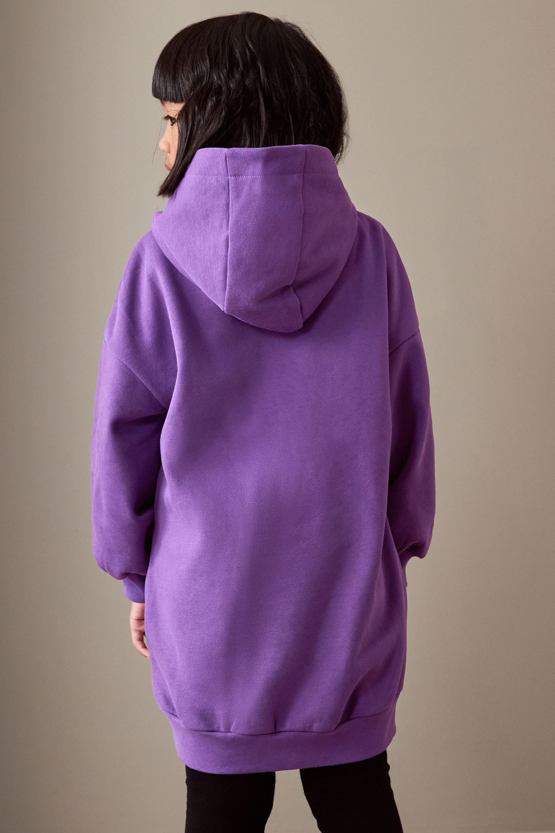 Purple Band Printed Longline Hoodie (3-16yrs)