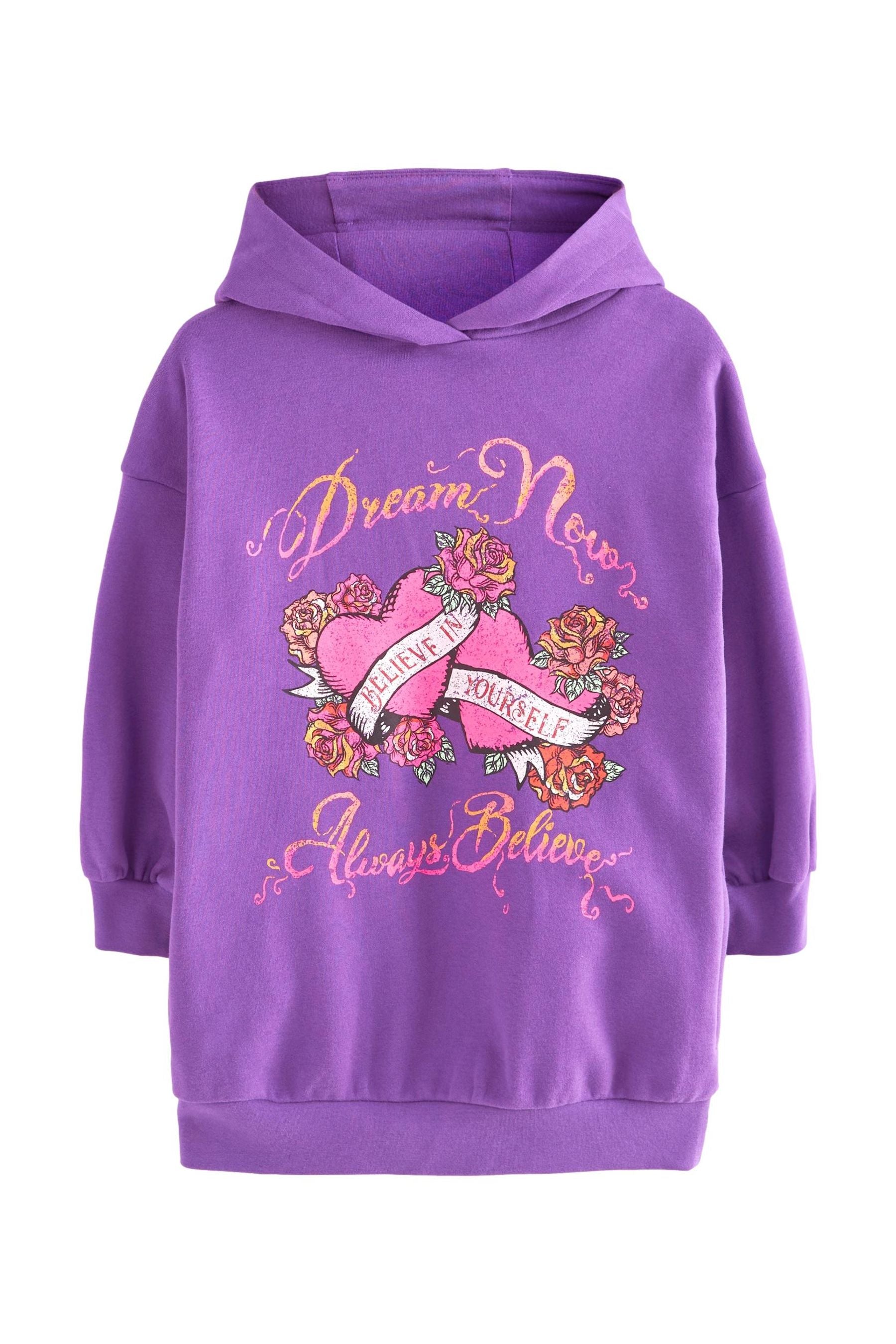 Purple Band Printed Longline Hoodie (3-16yrs)