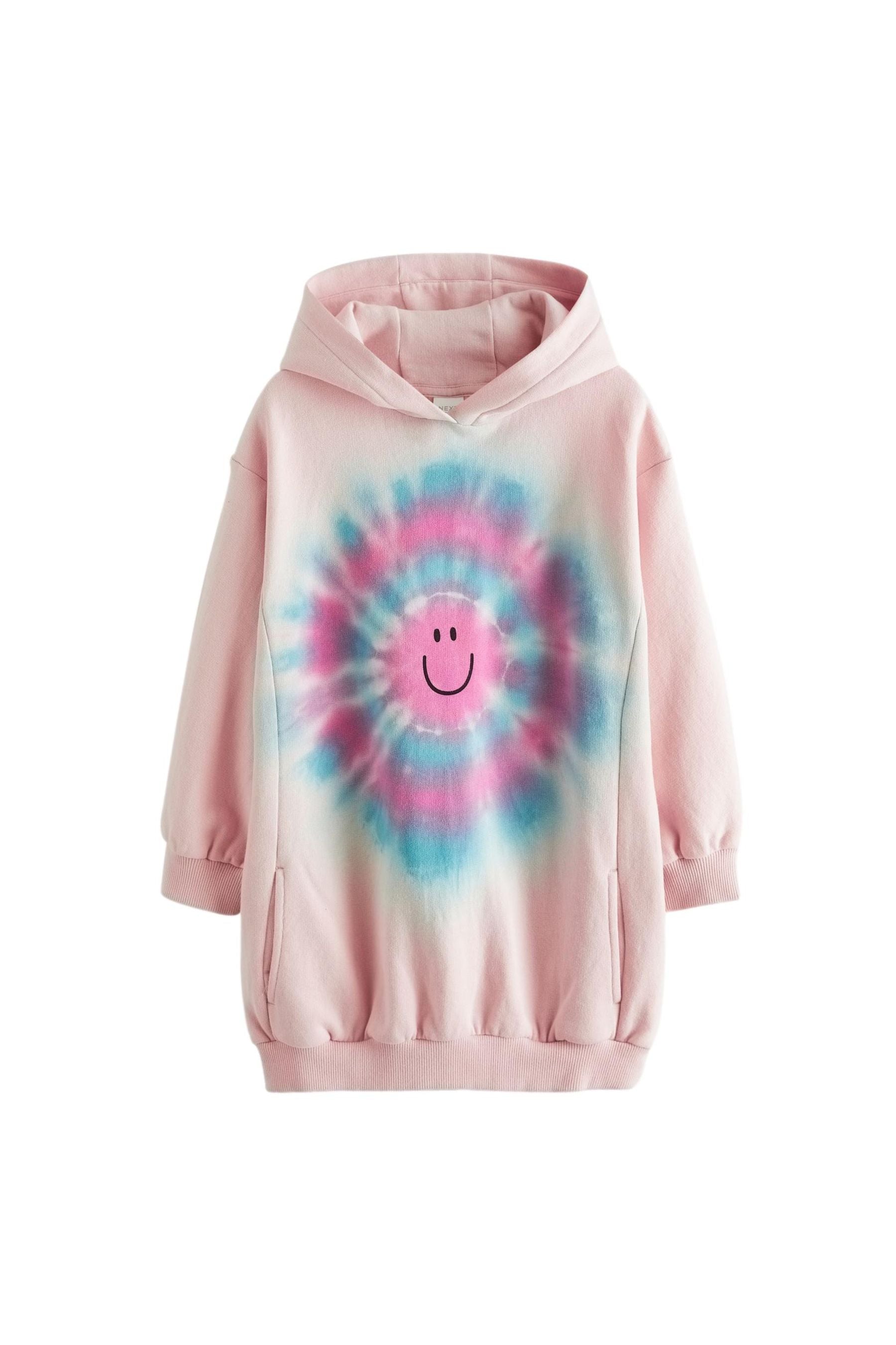 Pink Smile Tie Dye Longline Hoodie (3-16yrs)