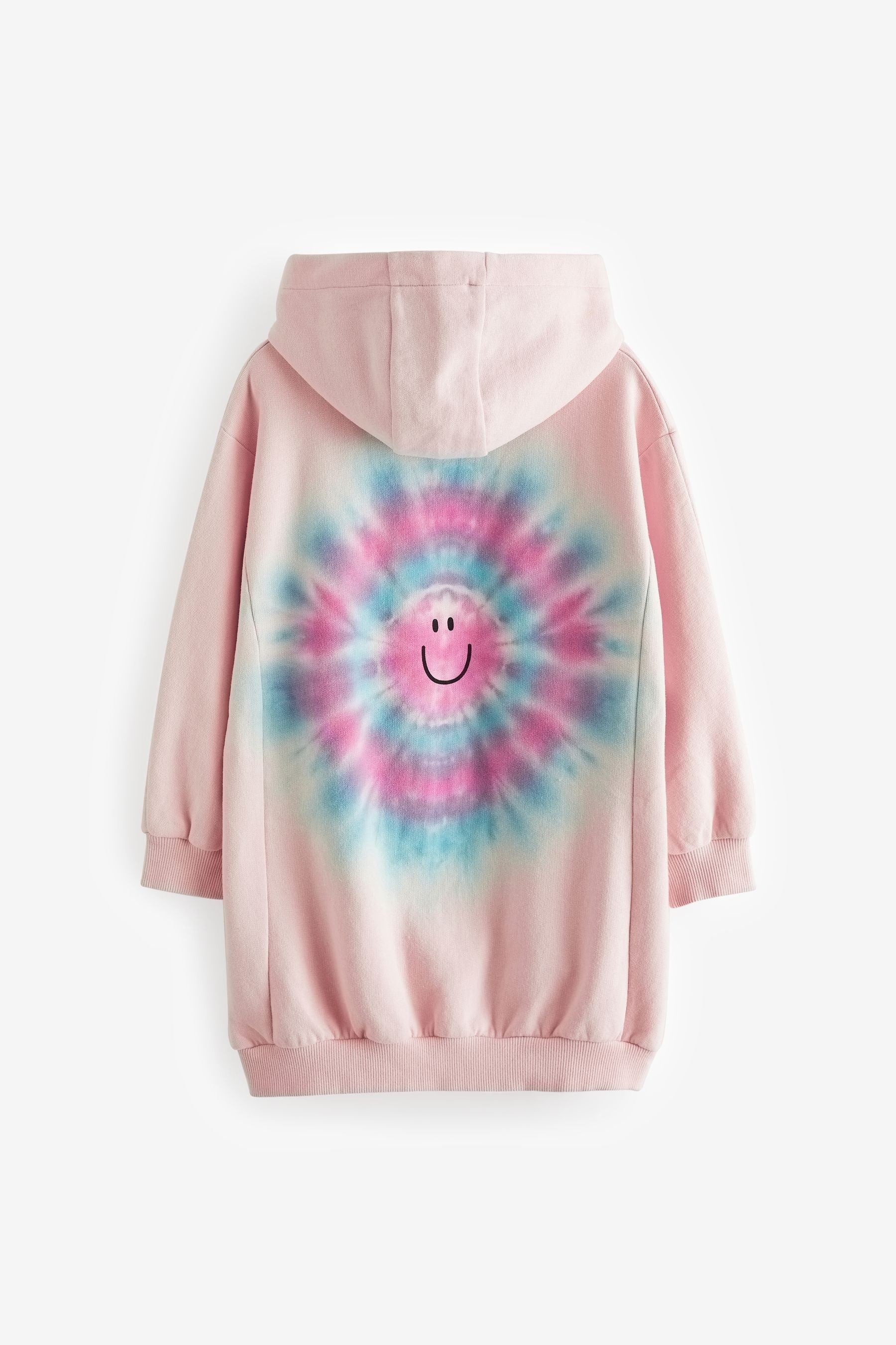 Pink Smile Tie Dye Longline Hoodie (3-16yrs)