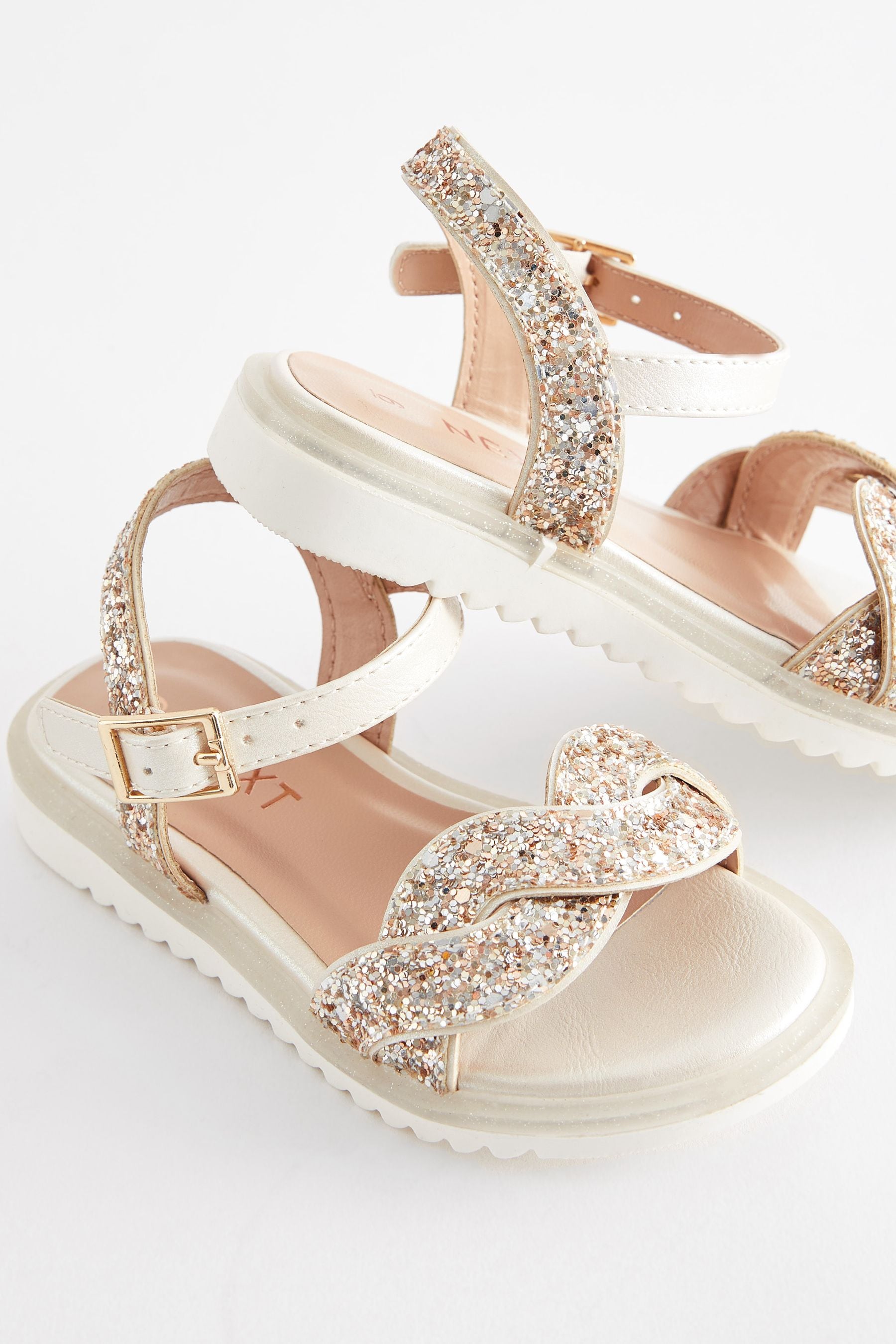 Ivory Cream Glitter Occasion Sandals