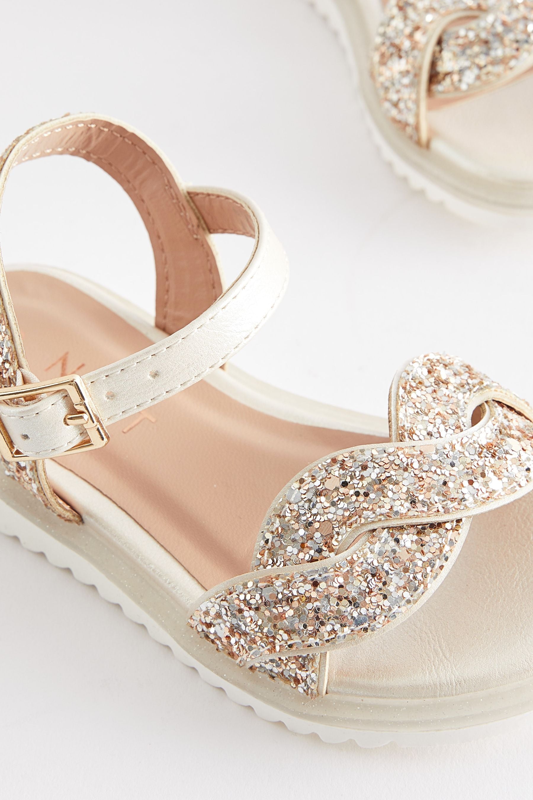 Ivory Cream Glitter Occasion Sandals