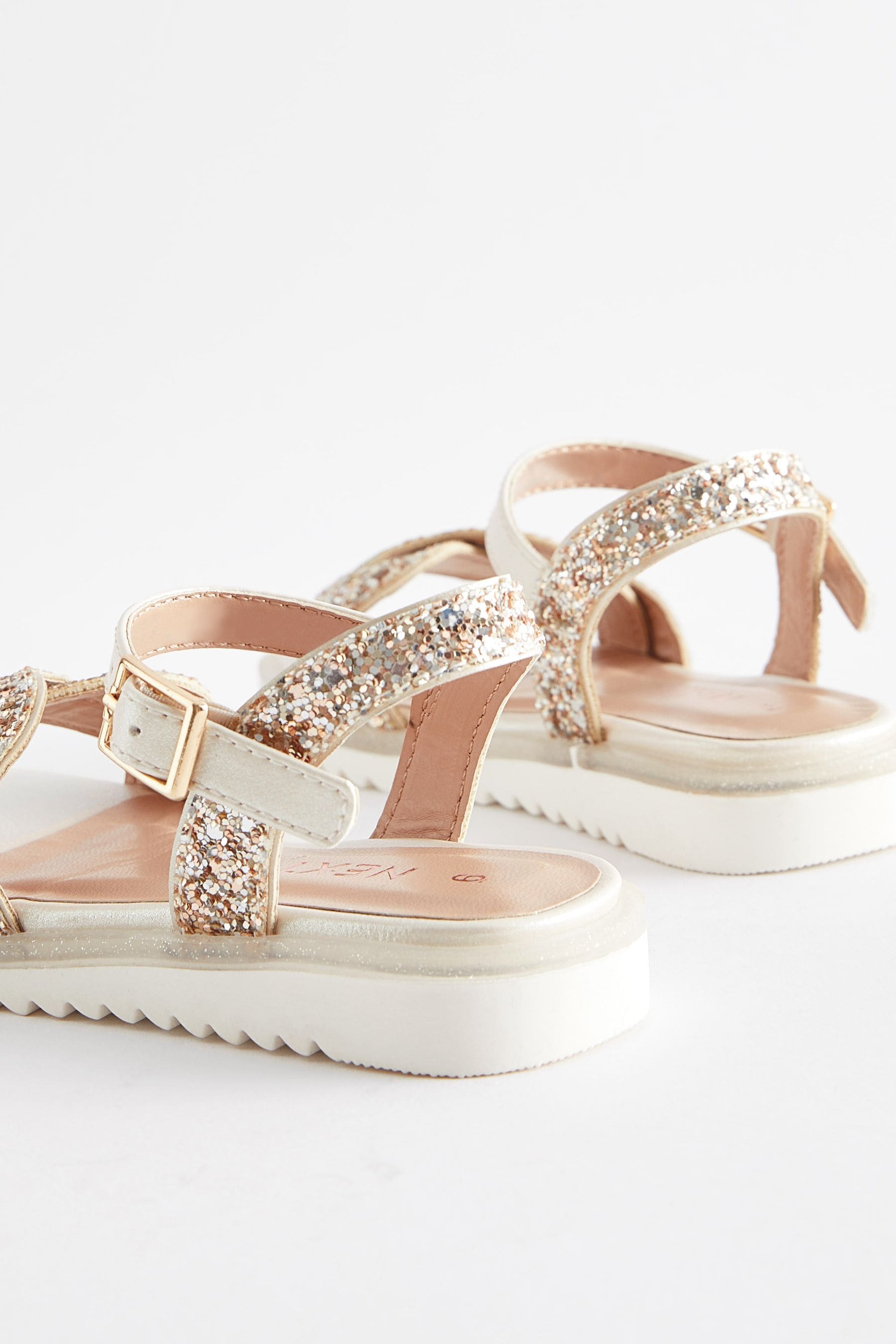 Ivory Cream Glitter Occasion Sandals