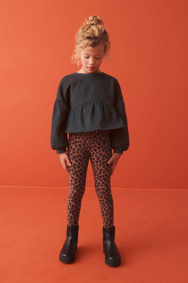 Animal Peplum Crew Sweatshirt And Leggings Set (3-16yrs)