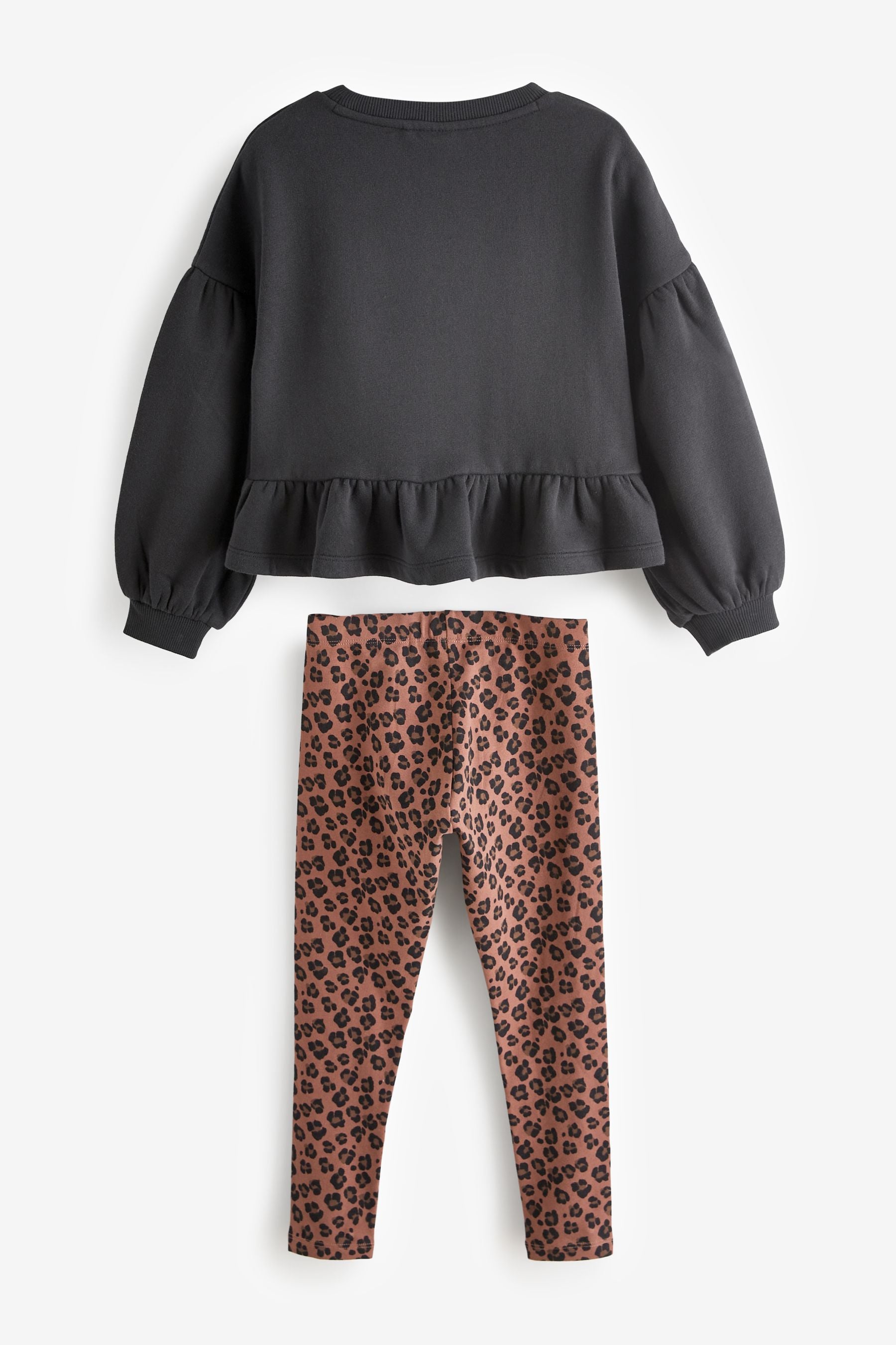 Animal Peplum Crew Sweatshirt And Leggings Set (3-16yrs)