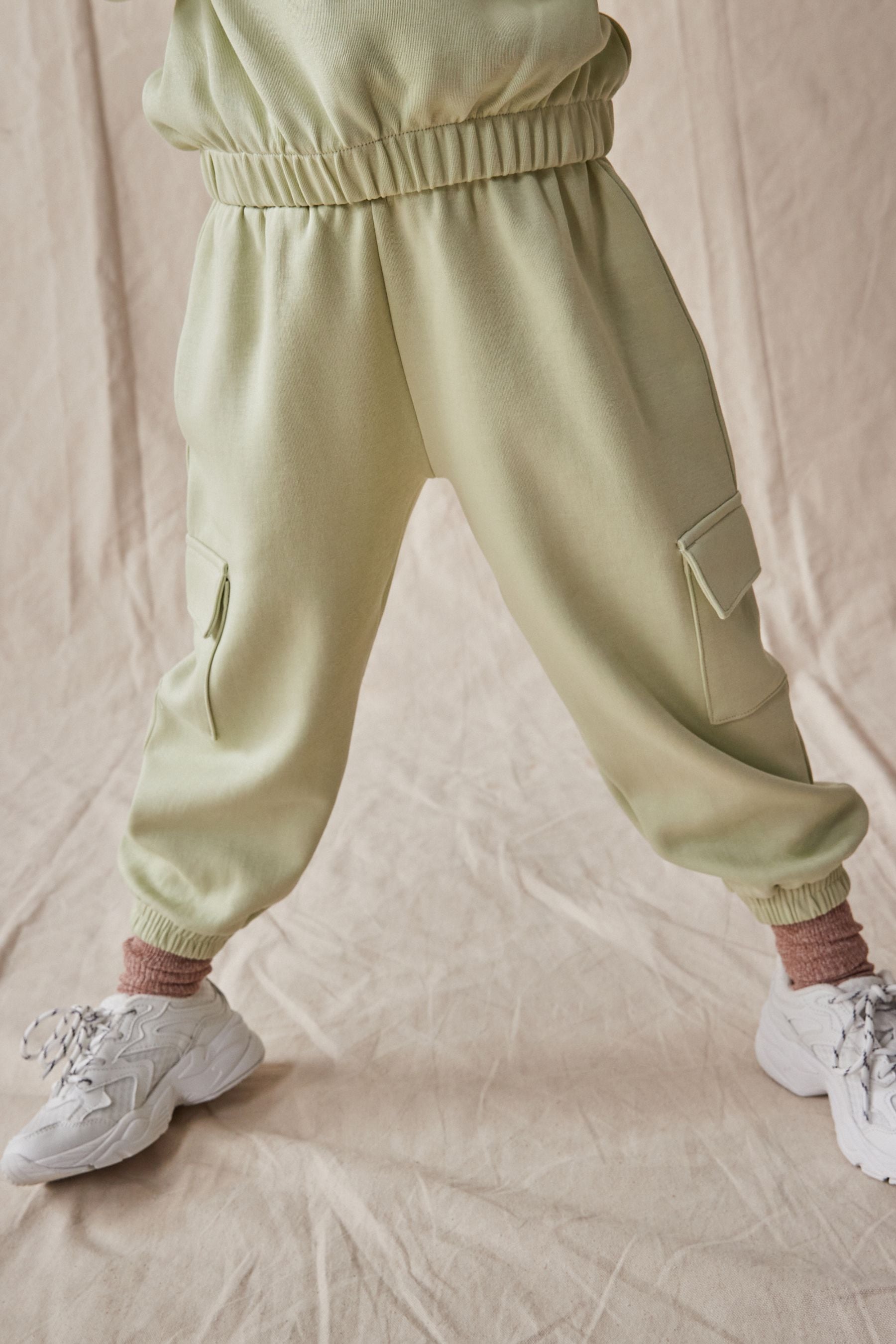 Lime Green Zip Crew And Cargo Joggers Set (3-16yrs)