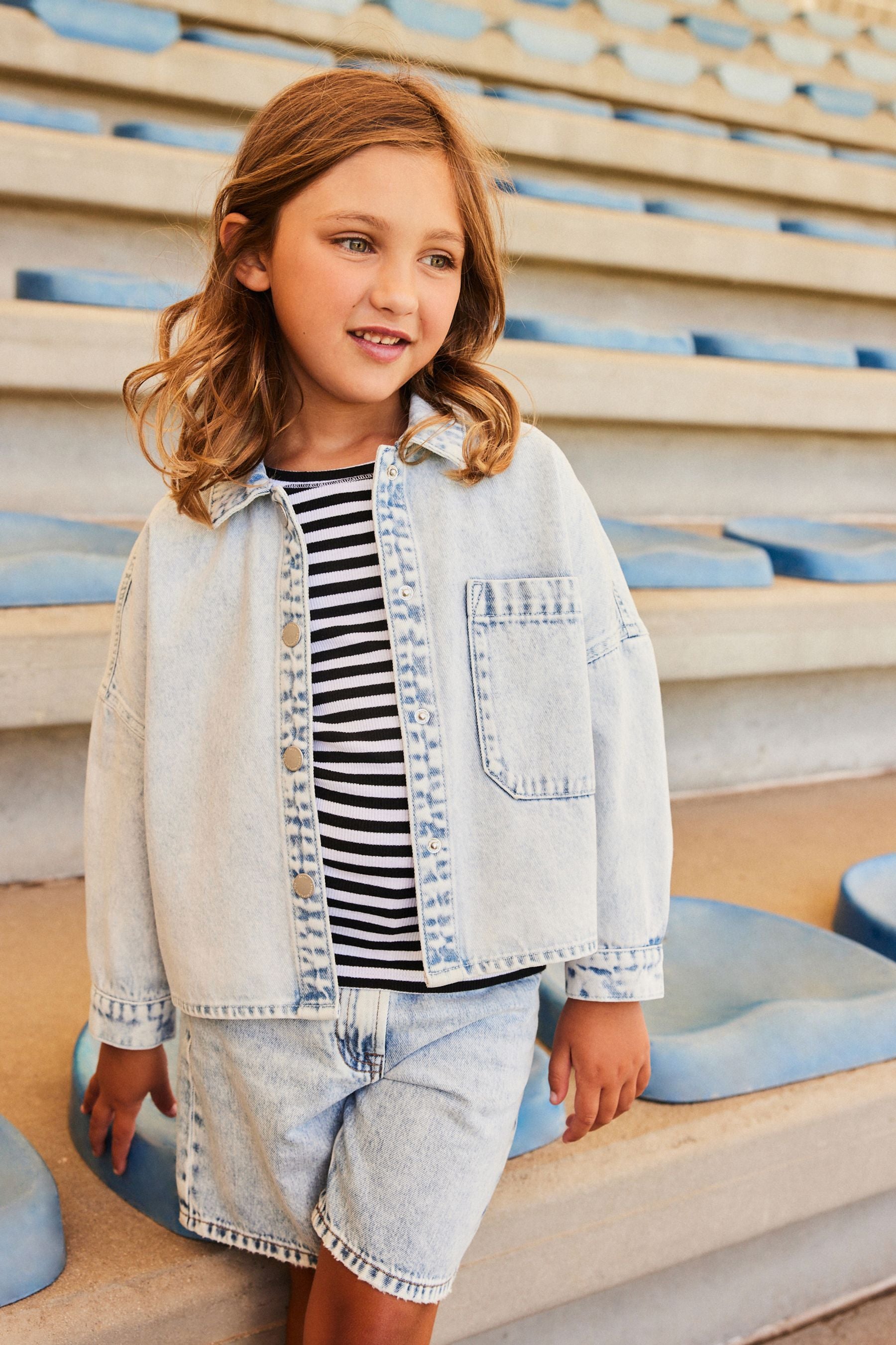 Pale Blue Boxy Denim Shacket (3-16yrs)