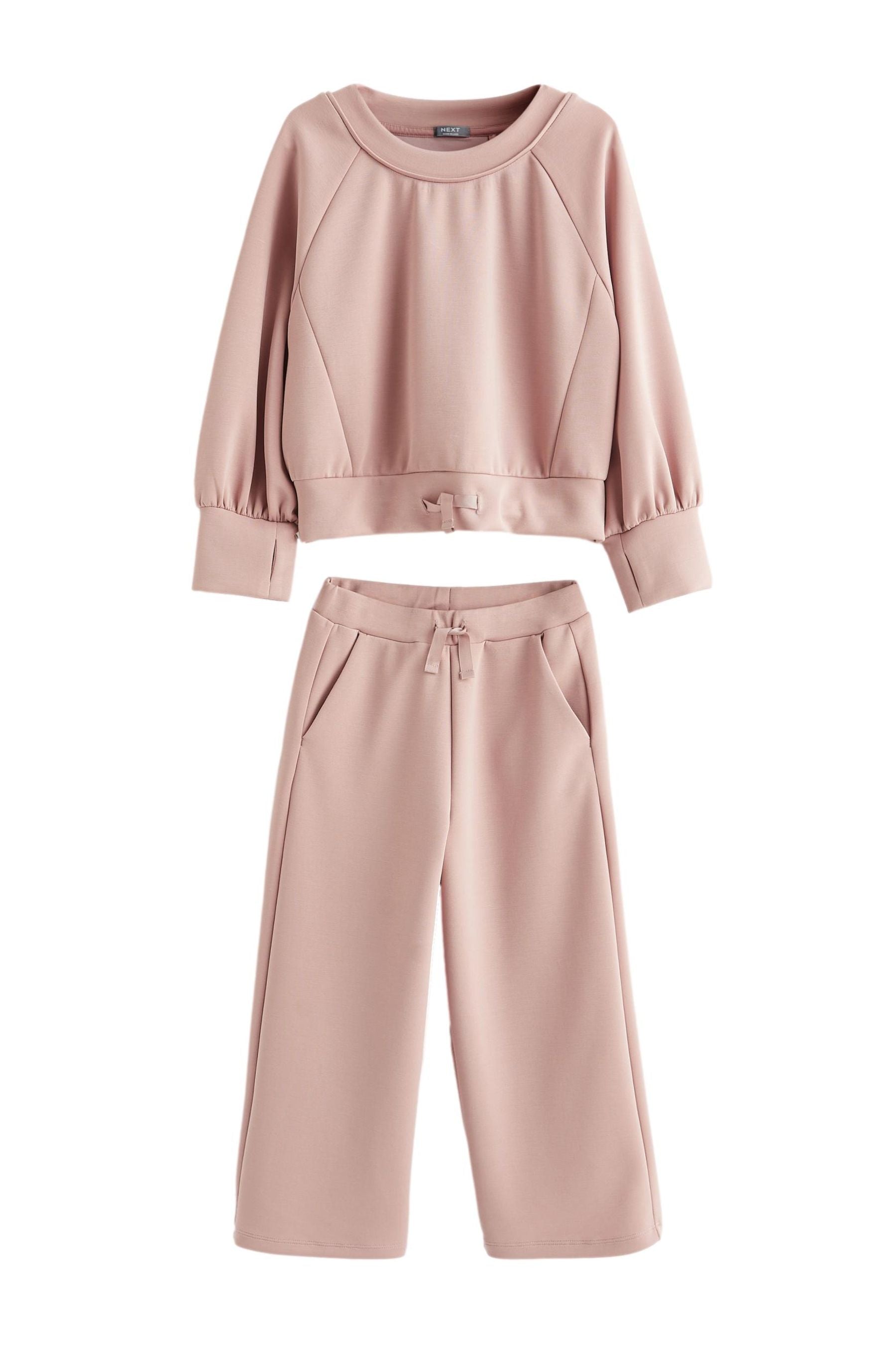 Pink Modal Sweatshirt And Wide Leg Trousers (3-16yrs)