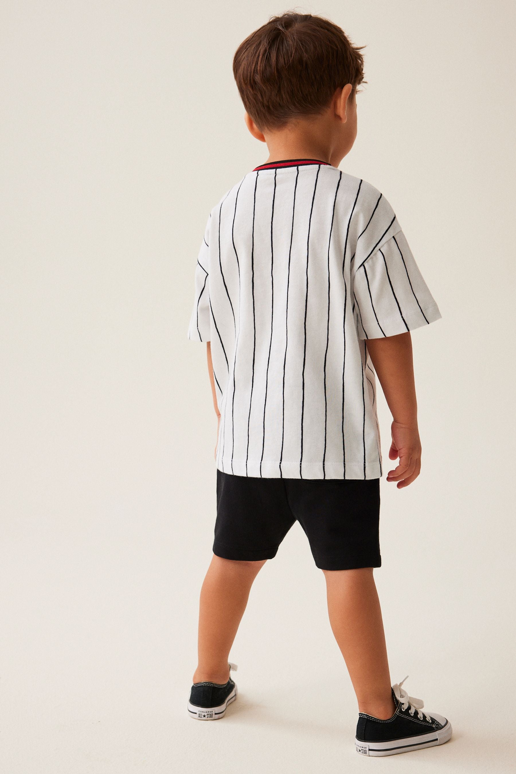 White 100% Cotton Short Sleeve Varsity T-Shirt (3mths-7yrs)