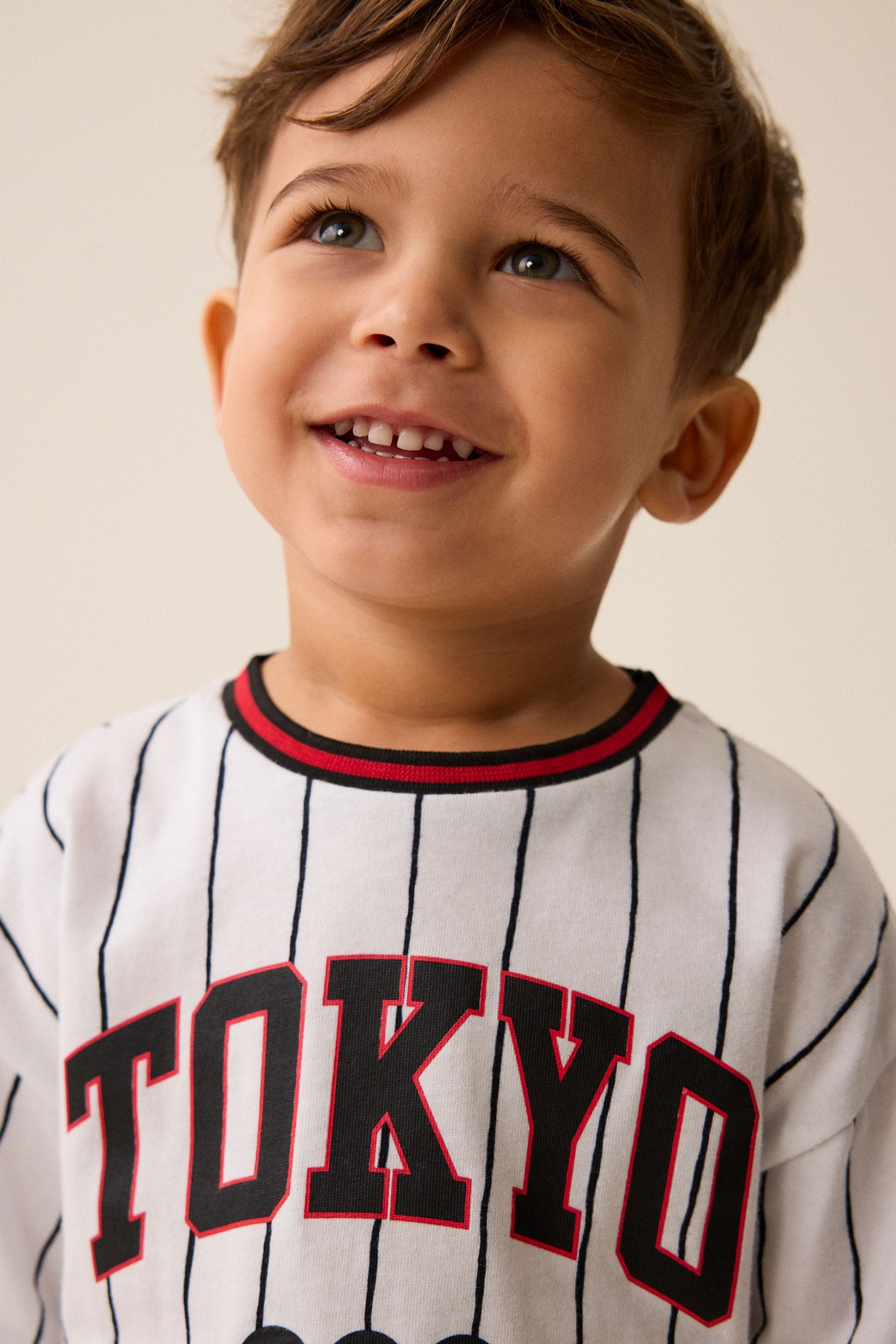 White 100% Cotton Short Sleeve Varsity T-Shirt (3mths-7yrs)