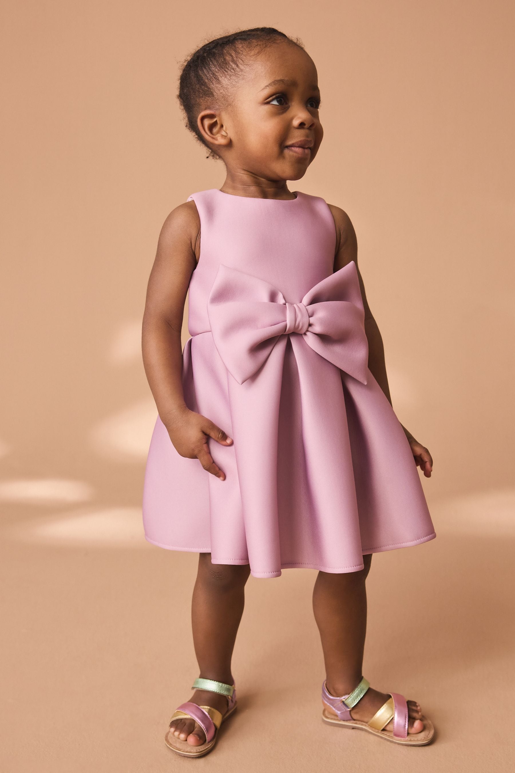 Bright Pink Bow Party Dress (3mths-7yrs)