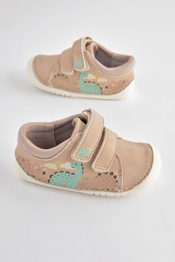 Neutral Dinosaur Scene Standard Fit (F) Crawler Shoes