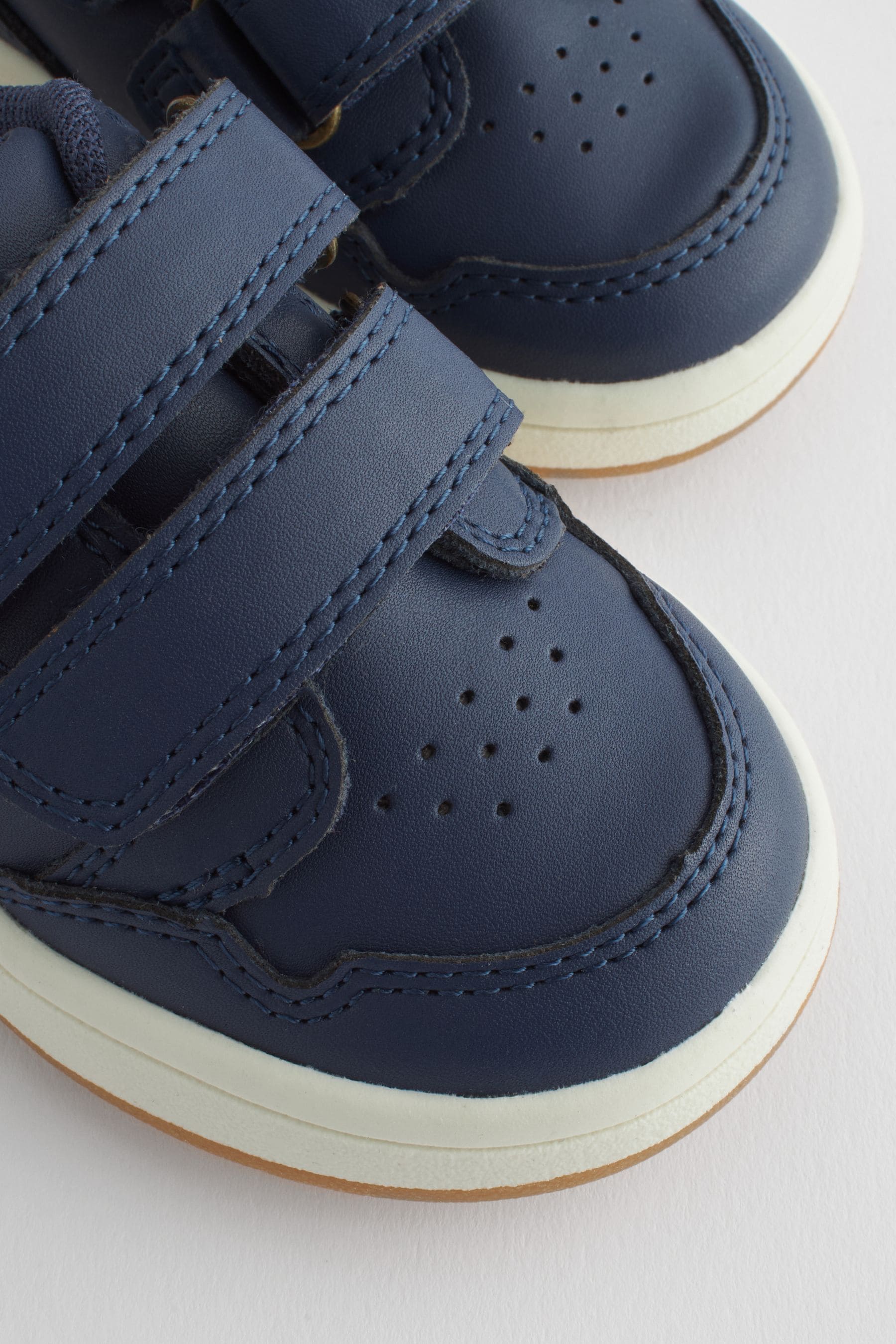 Navy Standard Fit (F) Baby Touch Fastening Leather First Walker Shoes