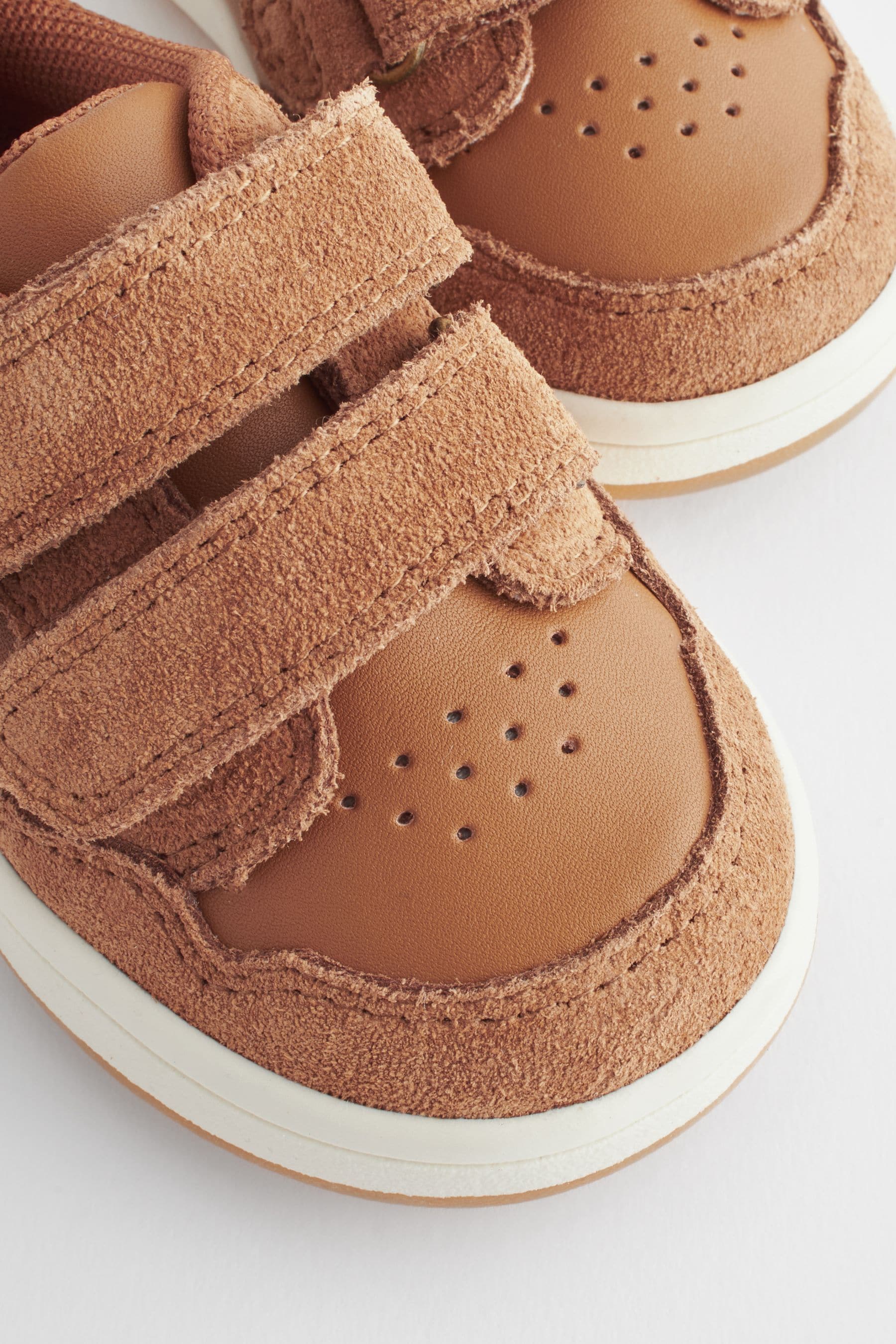 Tan Brown Baby Touch Fastening Leather First Walker Shoes