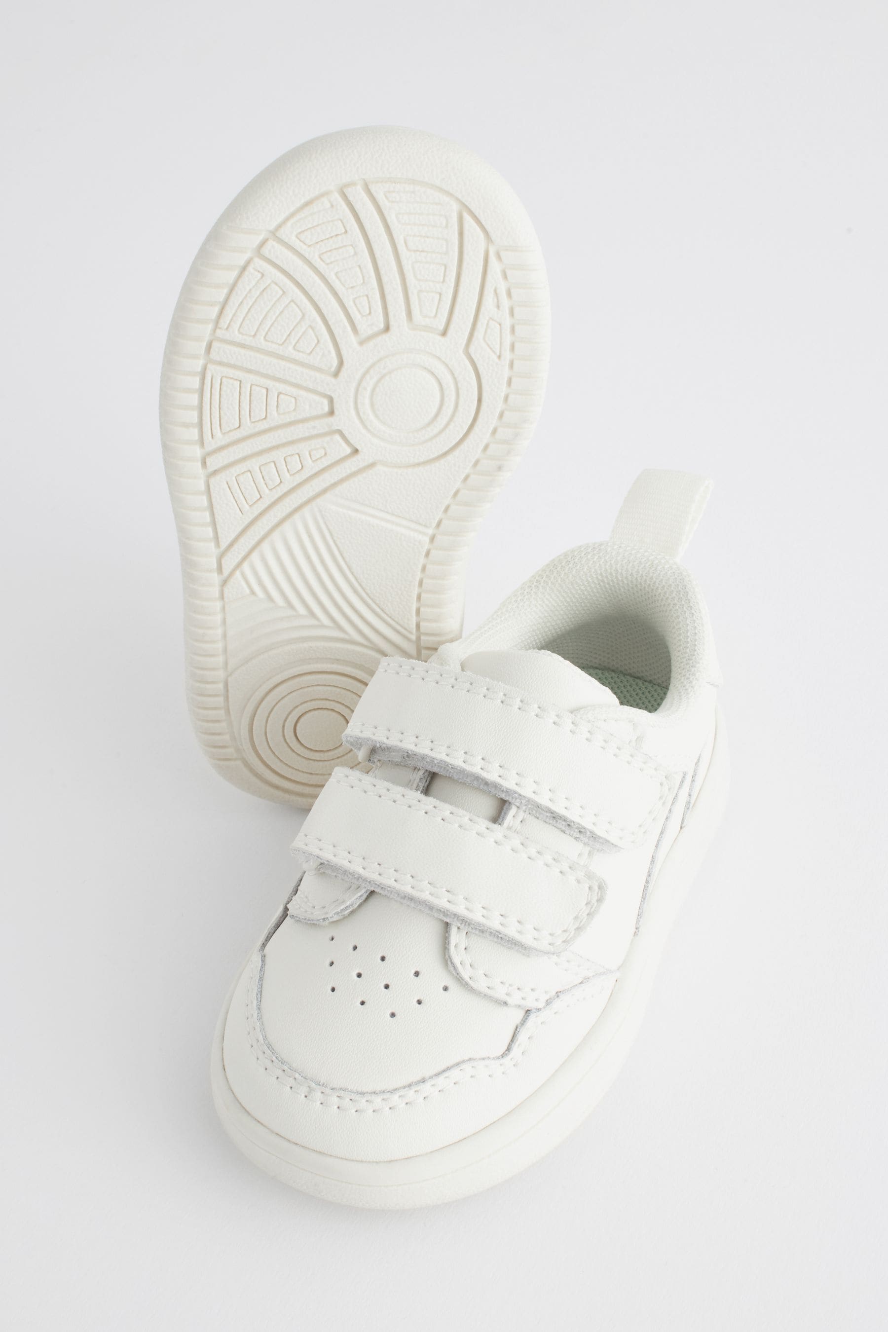 White Baby Touch Fastening Leather First Walker Shoes